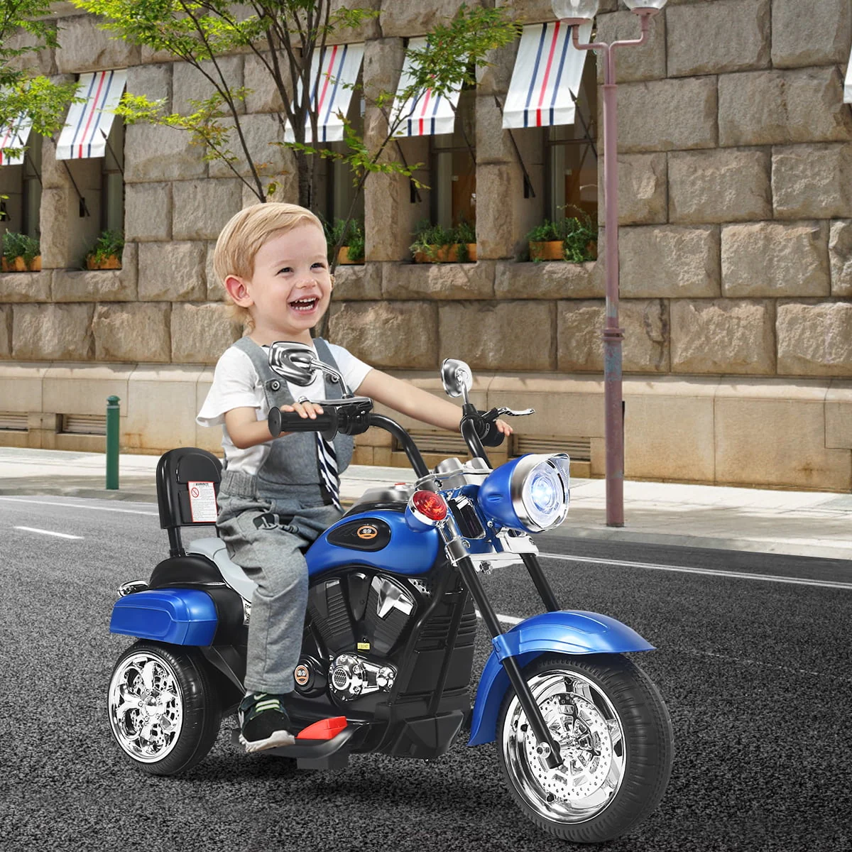 Costway 3 Wheel Kids Ride On Motorcycle 6V Battery Powered Electric Toy White - Womvr