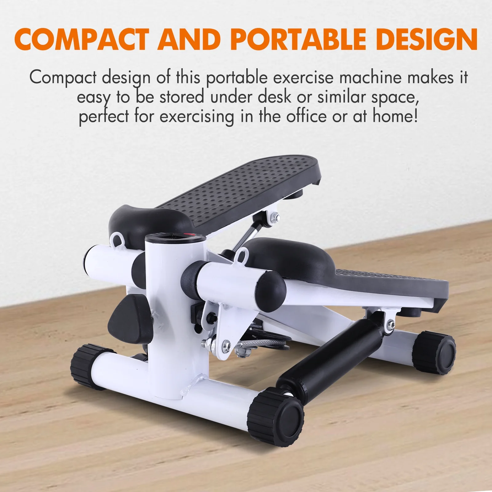 Mini Stepper Air Stair Climber Exercise Machine Health Aerobic Fitness Elliptical Trainers with Resistance Band LCD Display Gray - Womvr