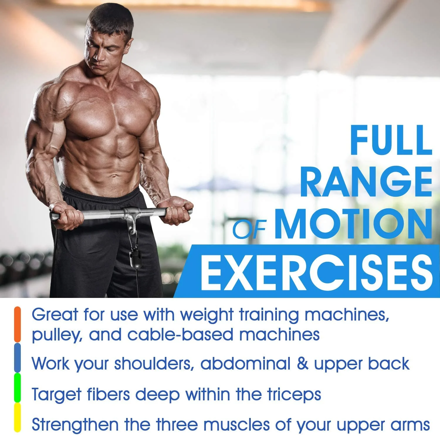 Yes4All Double D Handle + Tricep Rope + V-shaped Bar Cable Attachment Combo - Womvr