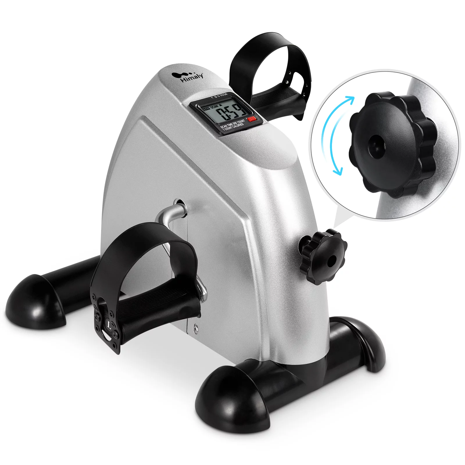 Himaly Exercise Bike, Under Desk Bike Pedal Exerciser, Portable Mini Trainer Bike with LCD Screen Displays, White - Womvr