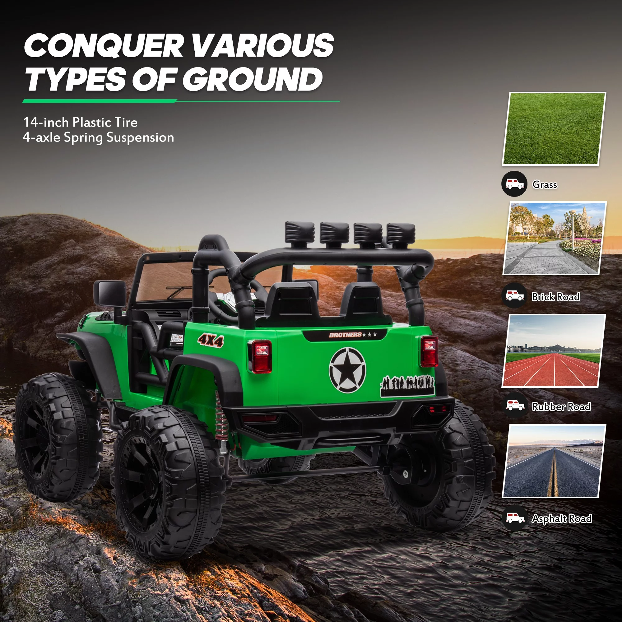 Outfunny 24V Kids Ride on Truck, 2-Seater Powered Ride on Toy Car with Remote - Womvr