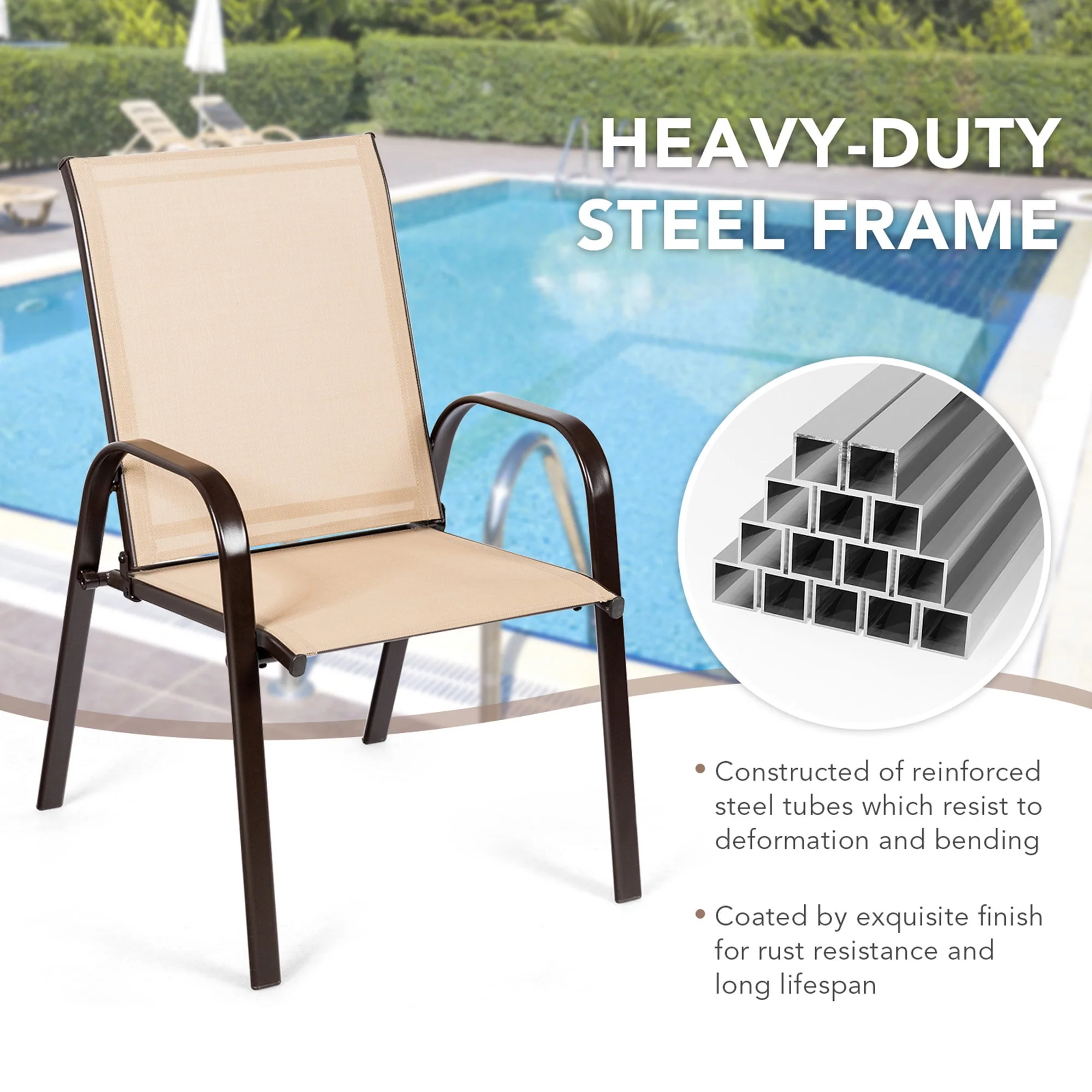 Gymax Set of 2 Patio Chairs Dining Chairs w/ Steel Frame Yard Outdoor Grey - Womvr