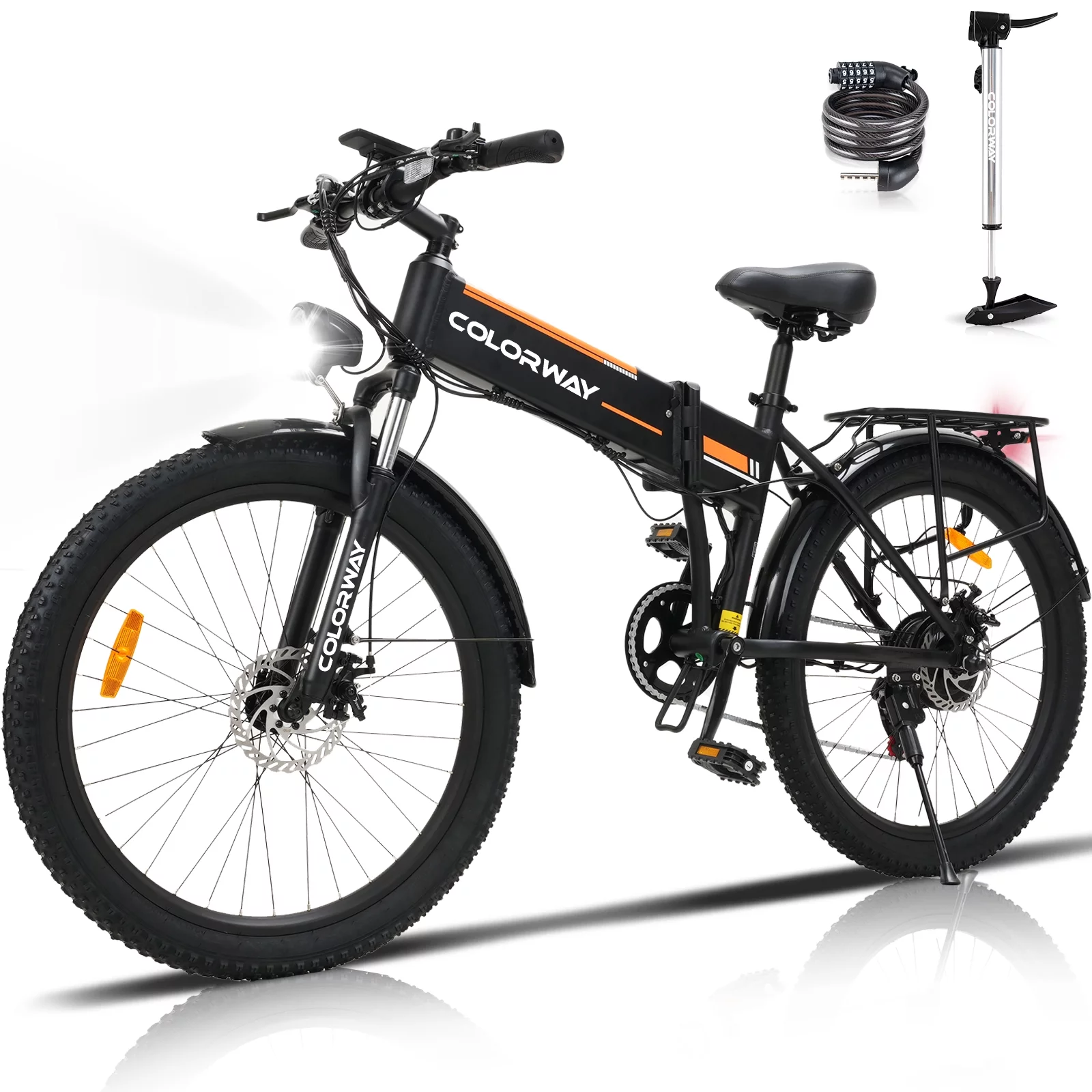 COLORWAY 26 Folding Electric bike,500W/12AH/36V Removable Battery, Light Aluminum Alloy E bike, Max speed up to 19.99MPH - Womvr