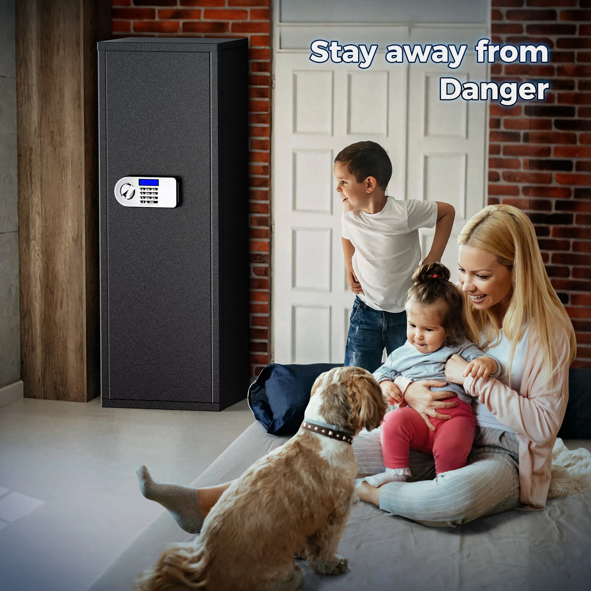 SRWTRCHRY Fingerprint 5-Gun Safe, 2s Quick Access Gun Cabinet with 2 Open Ways, Electronic Storage Cabinet for Rifles, Heavy-Duty Security Cabinet with Removable Shelf, 56''H - Womvr