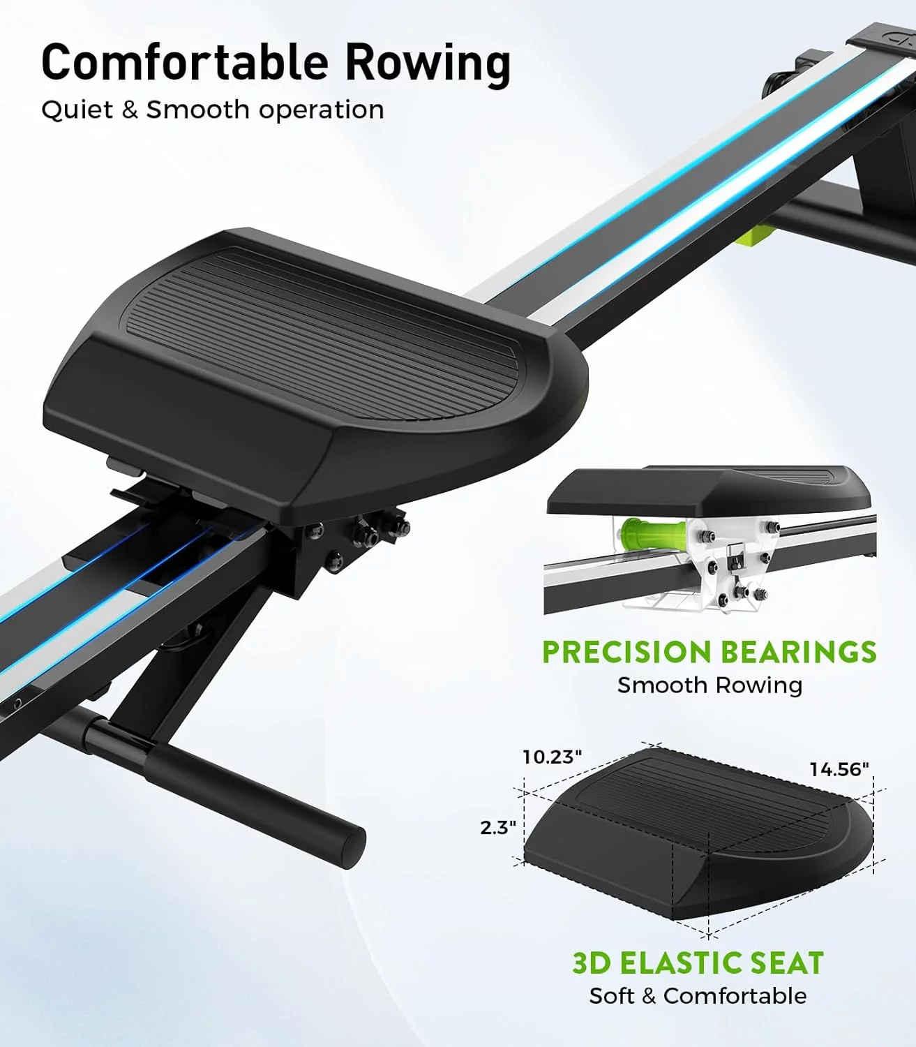 Pooboo Rowing Machine 350 LB Weight Capacity - Magnetic Rowing Machines for Home Use Multifunction Foldable Rower with Large Seat LCD Monitor - Womvr