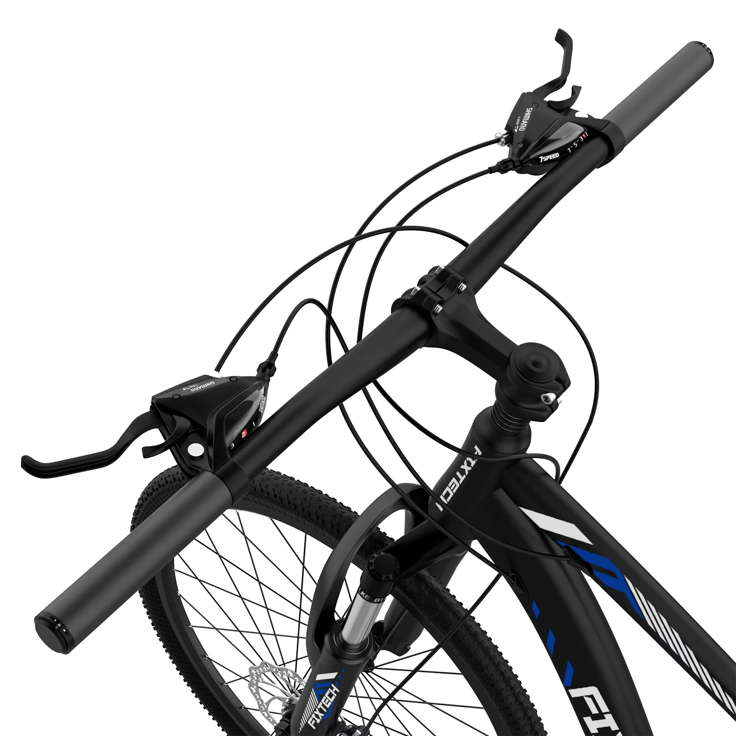 Fixtech 26-inch Mountain Bike with Full Suspension Frame, 21 Speed, Black/Blue - Womvr