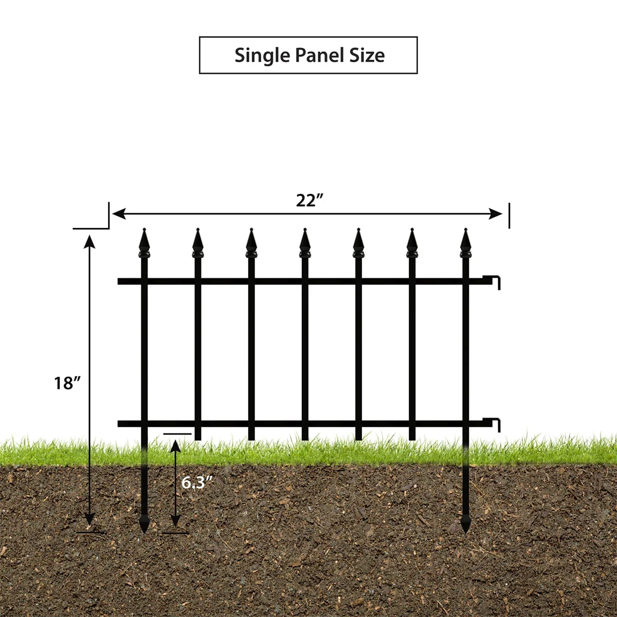 Expert Gardener Empire Black Powder Coated Steel Garden Border 22.5 inches W x 18 inches H - Womvr