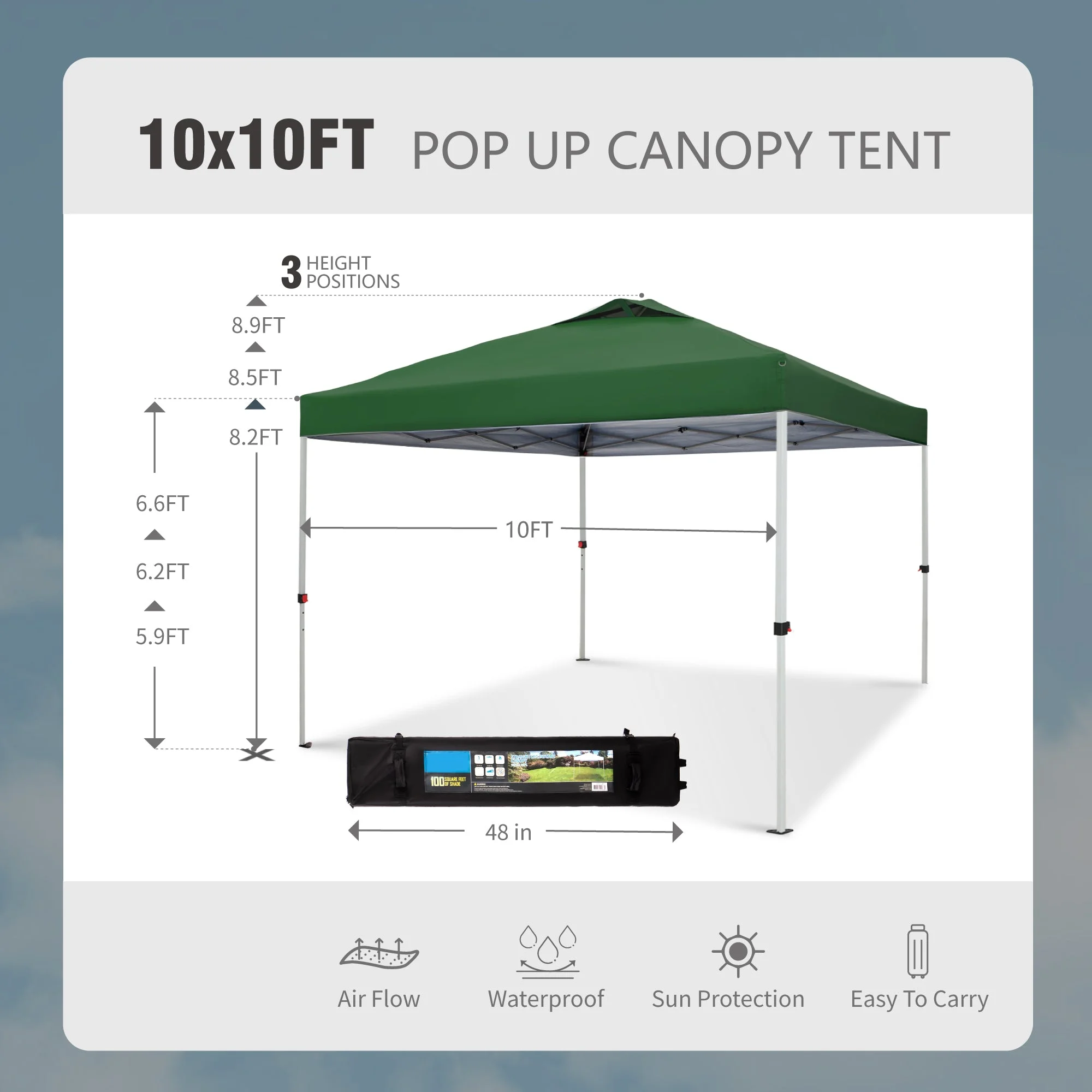 Alpha Joy 10'x 10' Pop up Canopy Tent Outdoor Event Instant Tent with Roller Bag, Blue - Womvr