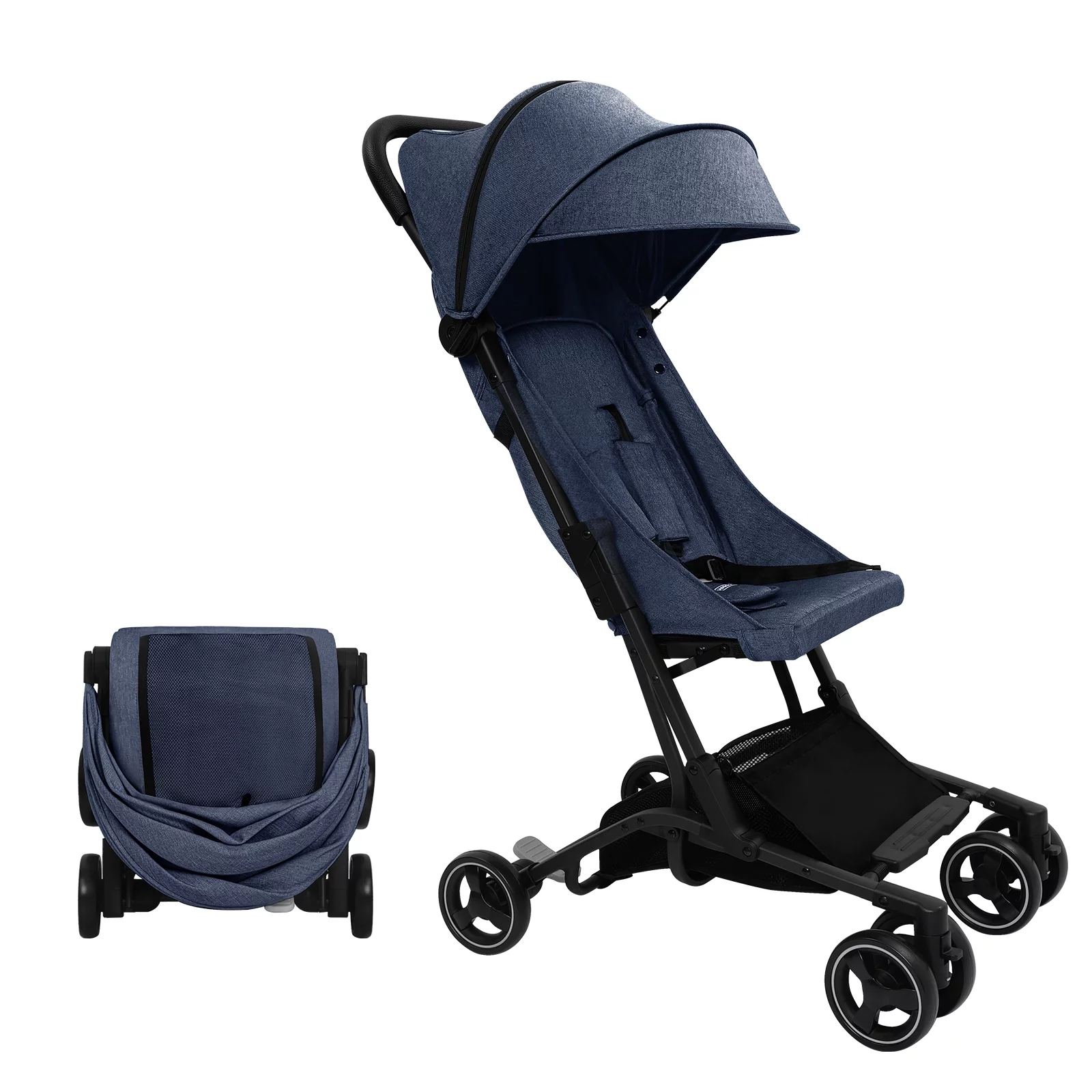 HARPPA Lightweight Travel Stroller, Compact Umbrella Stroller for Babies, Easy Folding, Black - Womvr