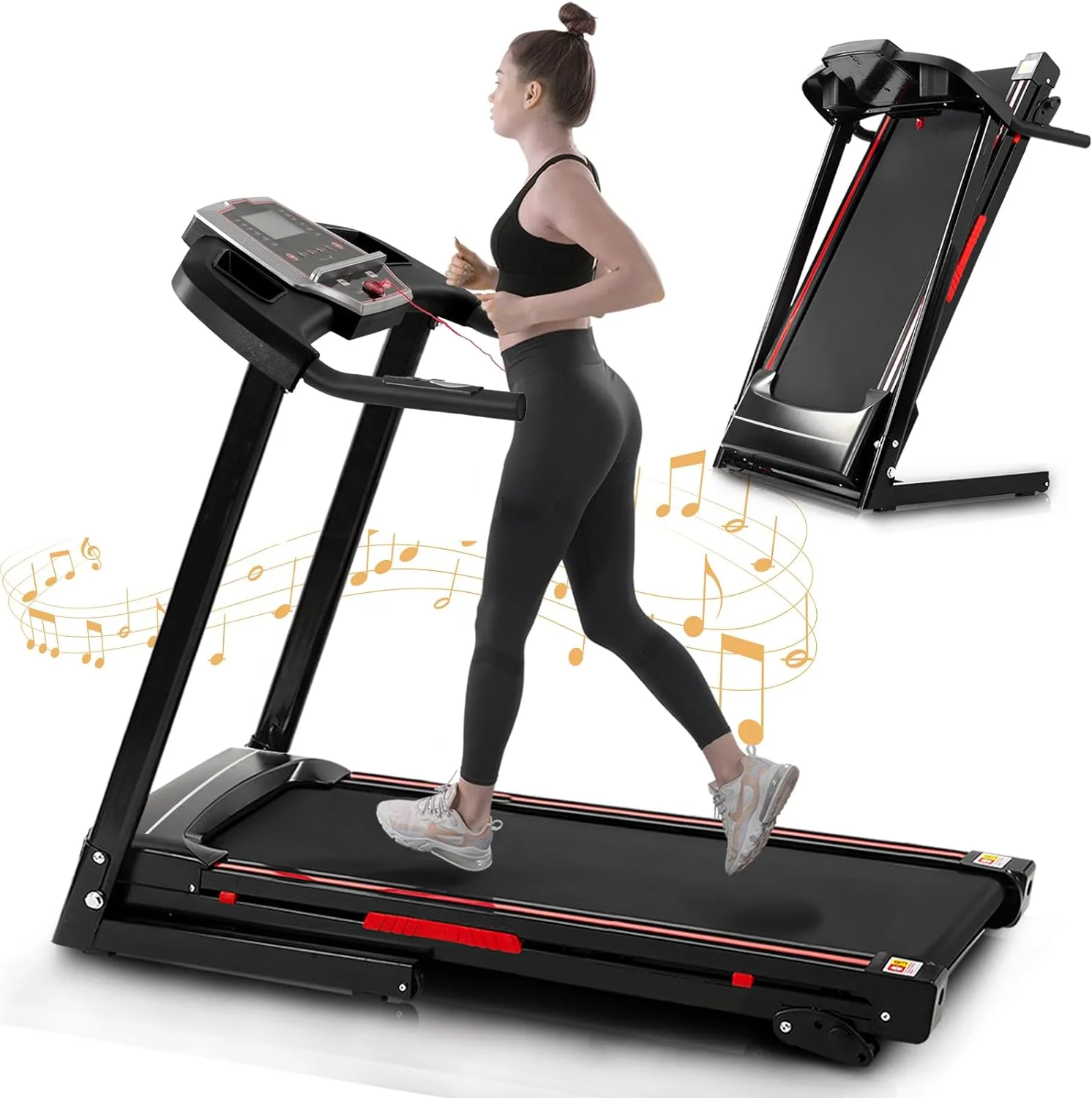 3.5HP Folding Treadmill with Incline, Portable Electric Treadmill for Home Running Walking Jogging w/ 12 Preset Programs, Workout Training Exercise - Womvr