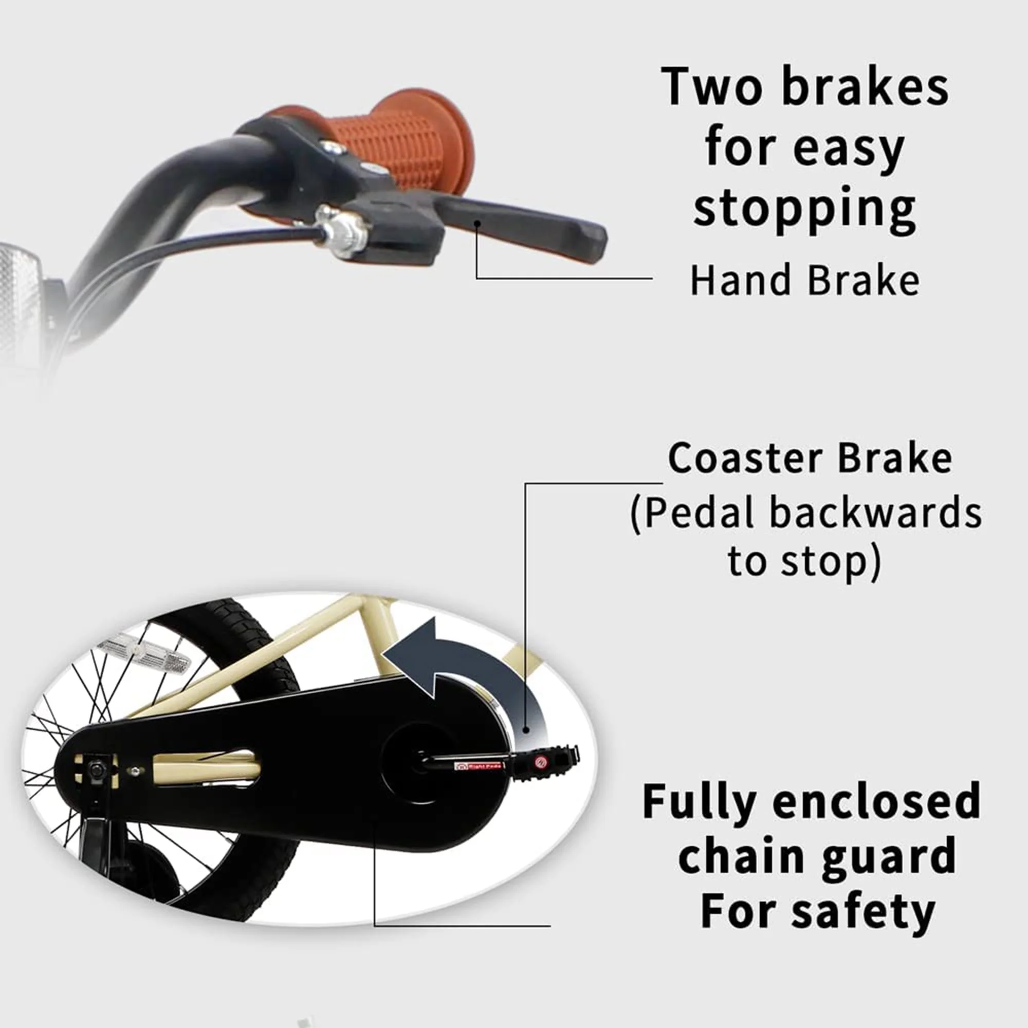 Petimini 16 Inch BMX Kids Bike w/ Training Wheels for 4-7 Years Old, Beige - Womvr