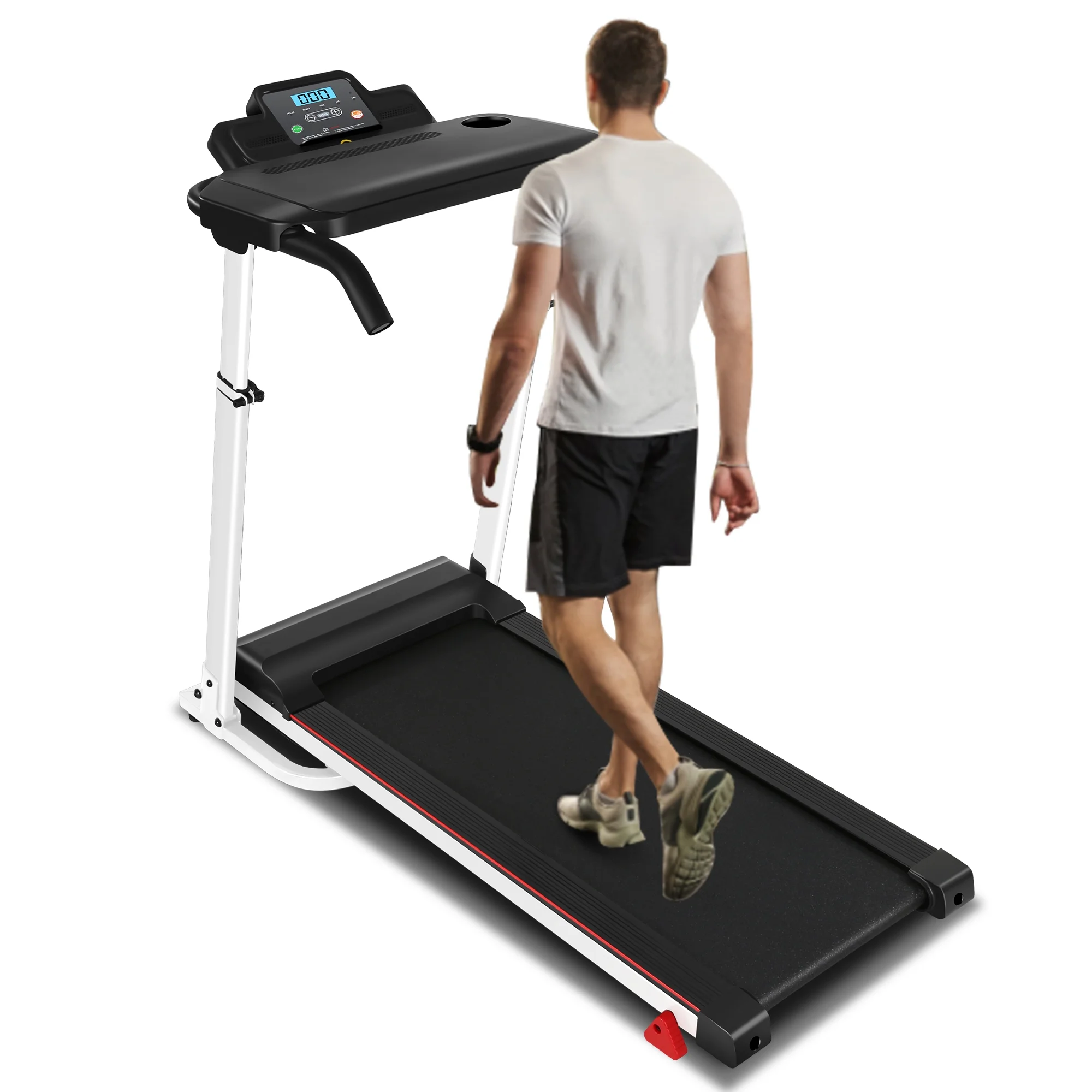 Tikmboex Folding Treadmill with Removable Tabletop and Incline, 2.5 HP Running Machine and 300Lbs Capacity for Home Office Use,White - Womvr