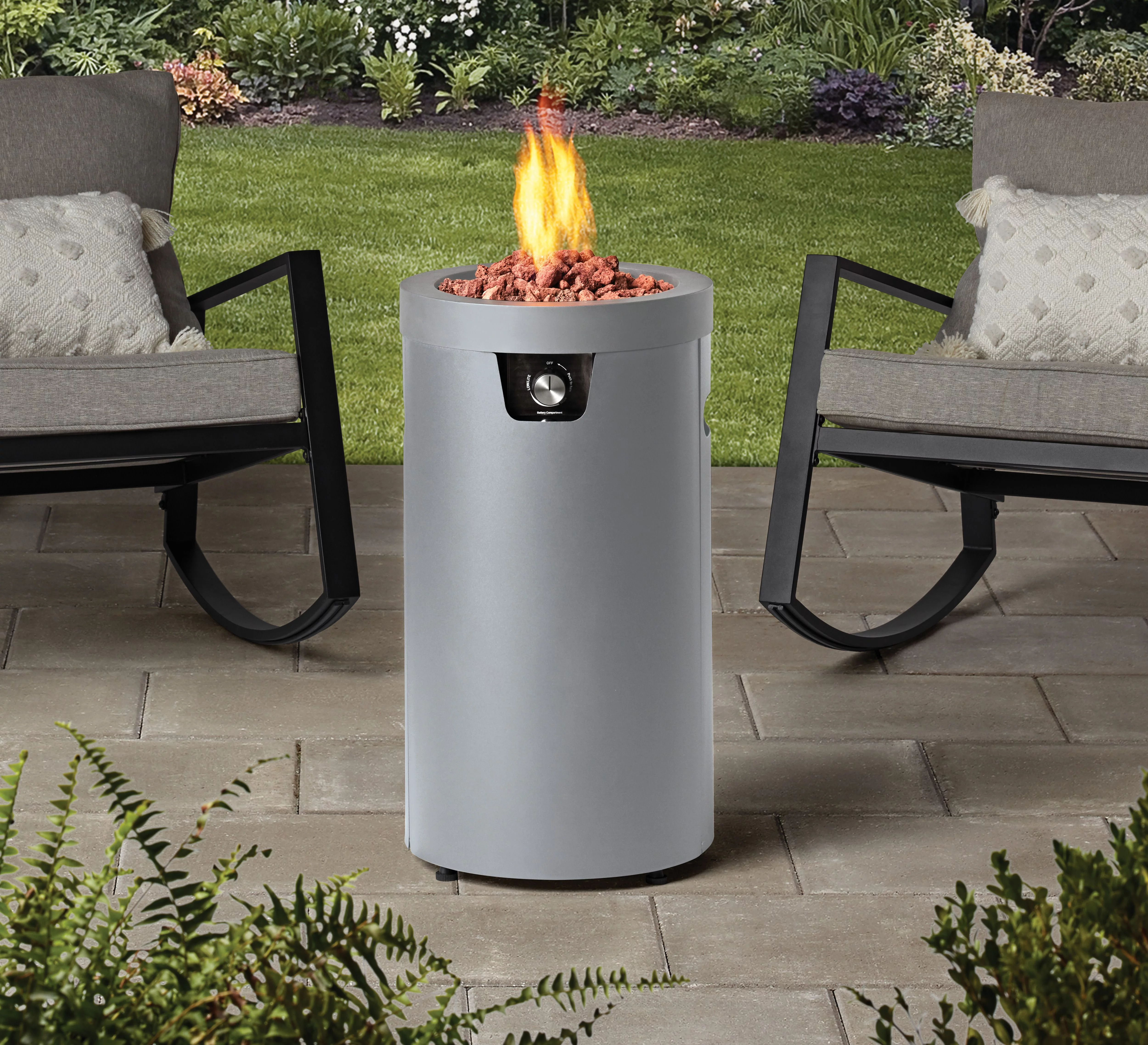 Mainstays 28-inch Tall Column Propane Gas Outdoor Fire Pit, Matte Black Finish - Womvr