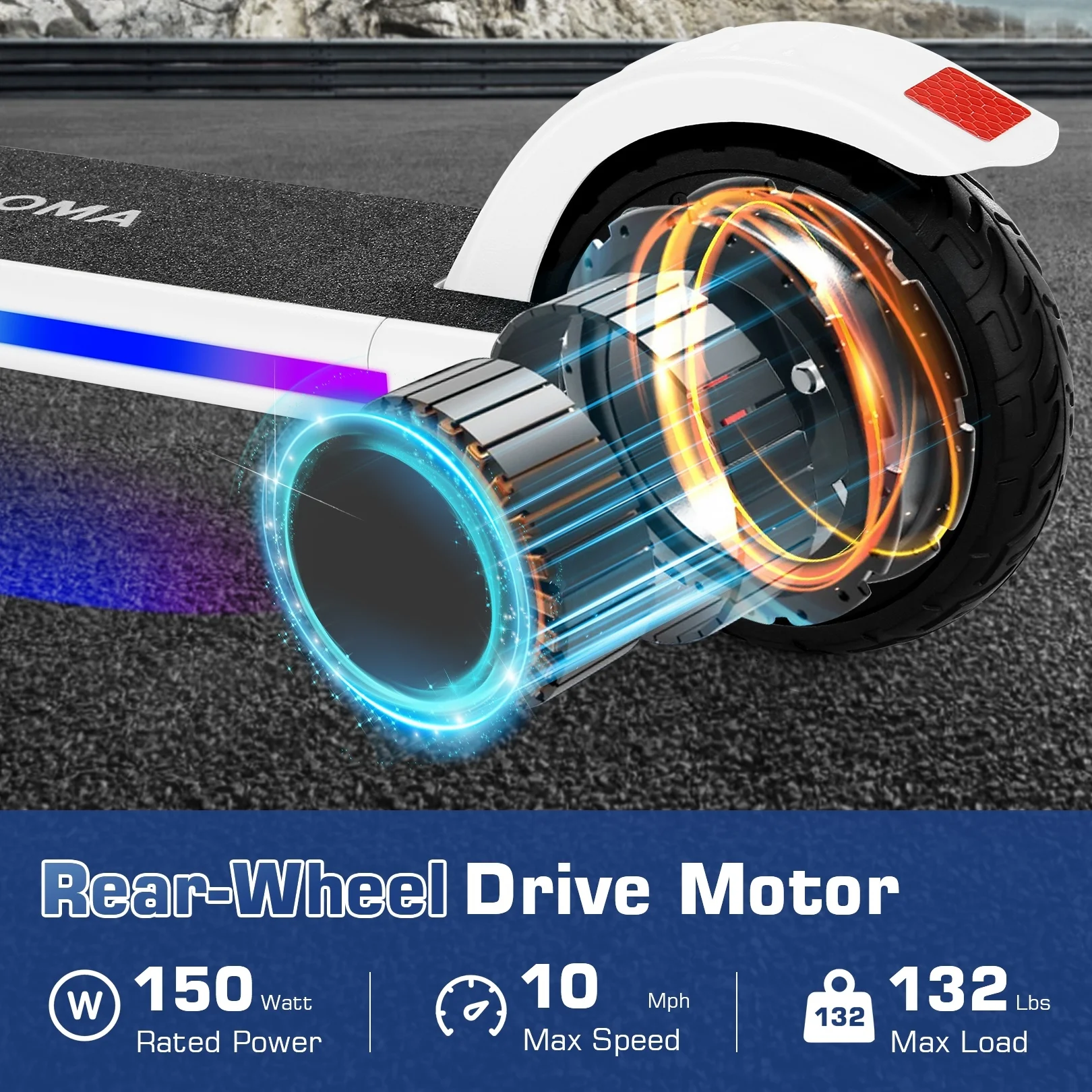 Caroma Kids Electric Scooter, 6+ Boys and Girls Safe Kick Scooter, Adjustable Speed and Handlebar - Womvr