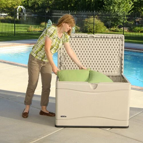 Lifetime Heavy-Duty 80 Gallon Plastic Deck Box, Beige - Womvr