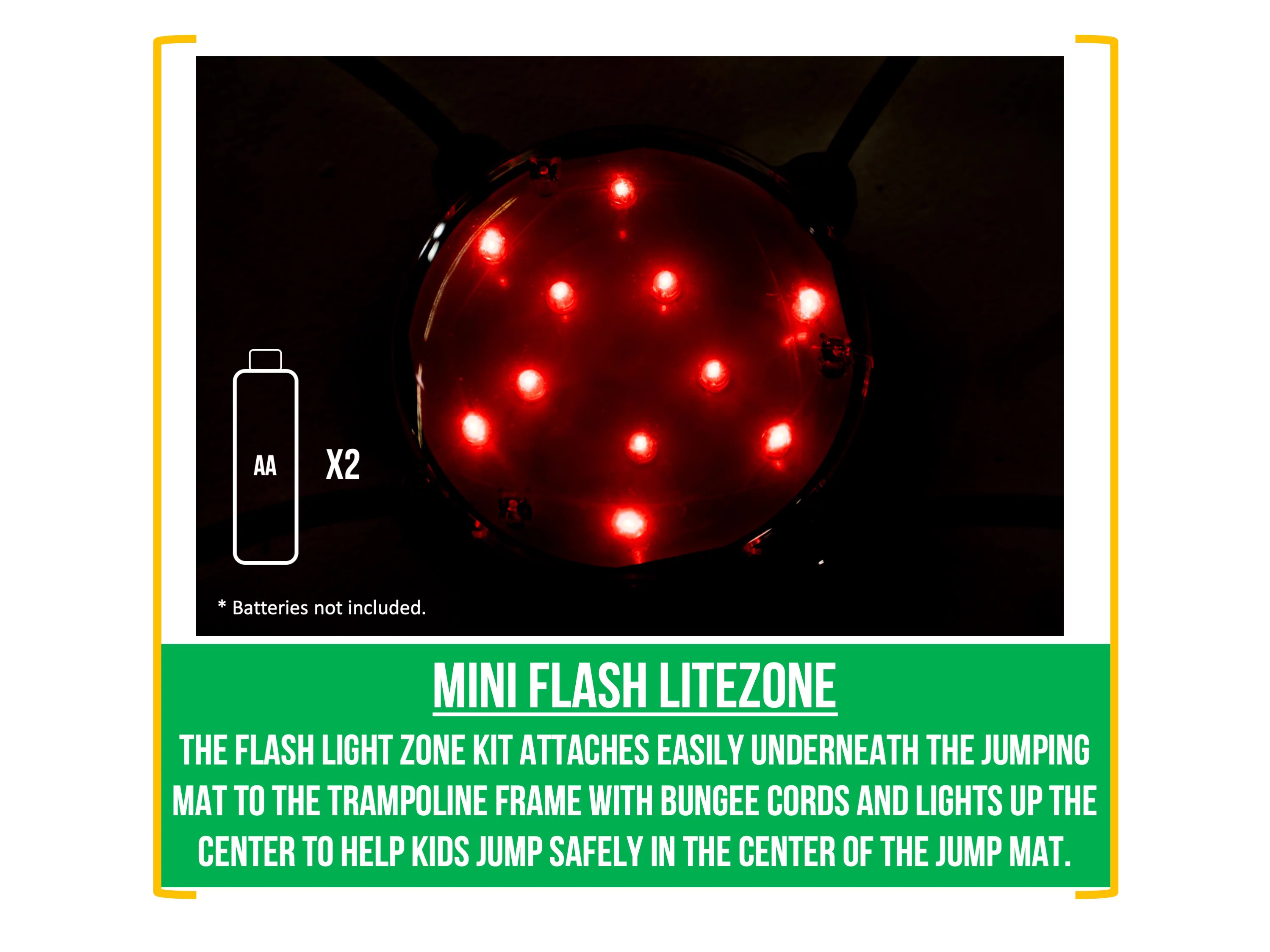 Bounce Pro 8' Trampoline, Flash Light Zone, Classic Safety Enclosure, Green/Yellow - Womvr