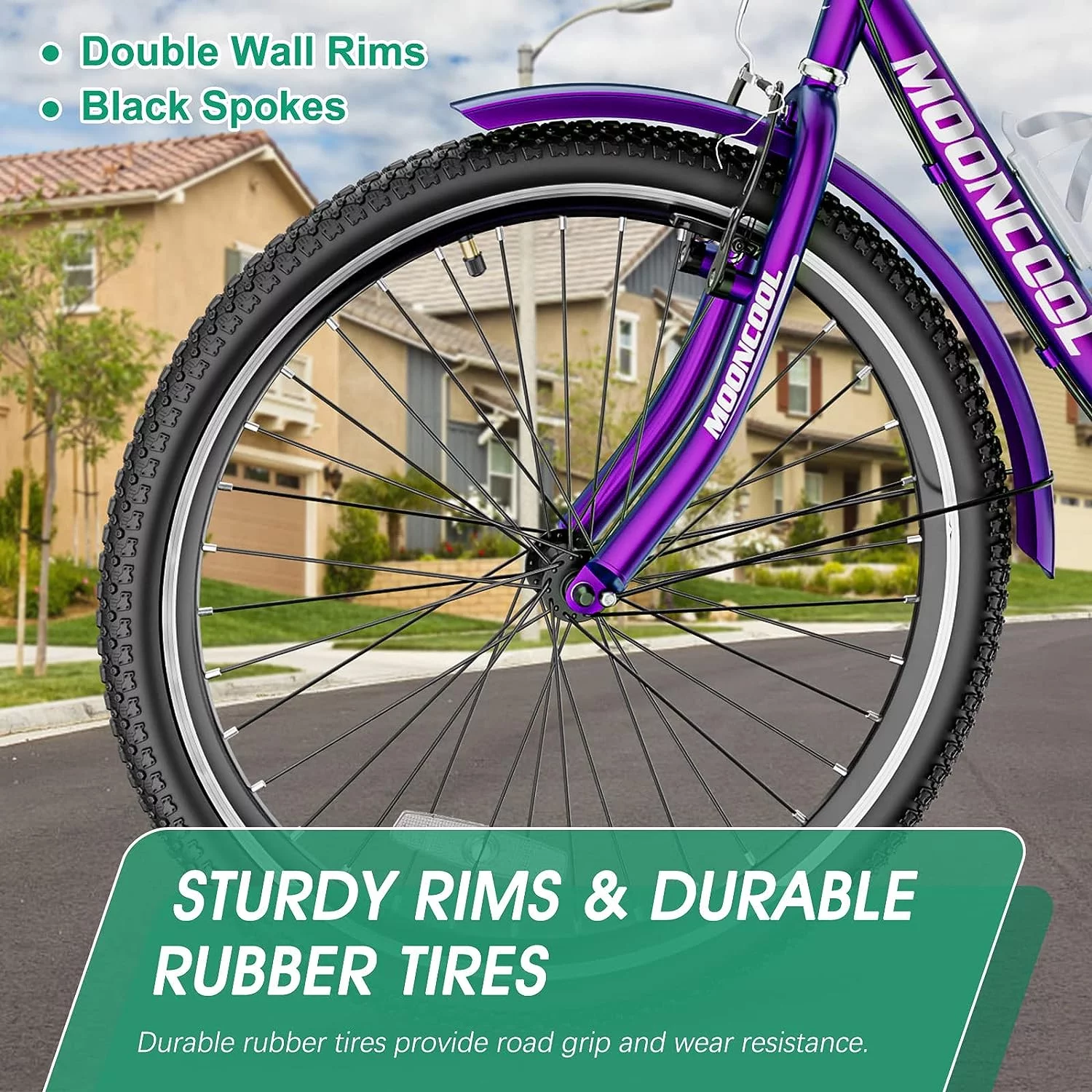 MOONCOOL Adult Tricycles with Rear Basket, 24 26 inch 7 Speed 3 Wheel Bikes, Three-Wheeled Bicycles Adult Trike with Backrest for Seniors, Women, Men - Womvr