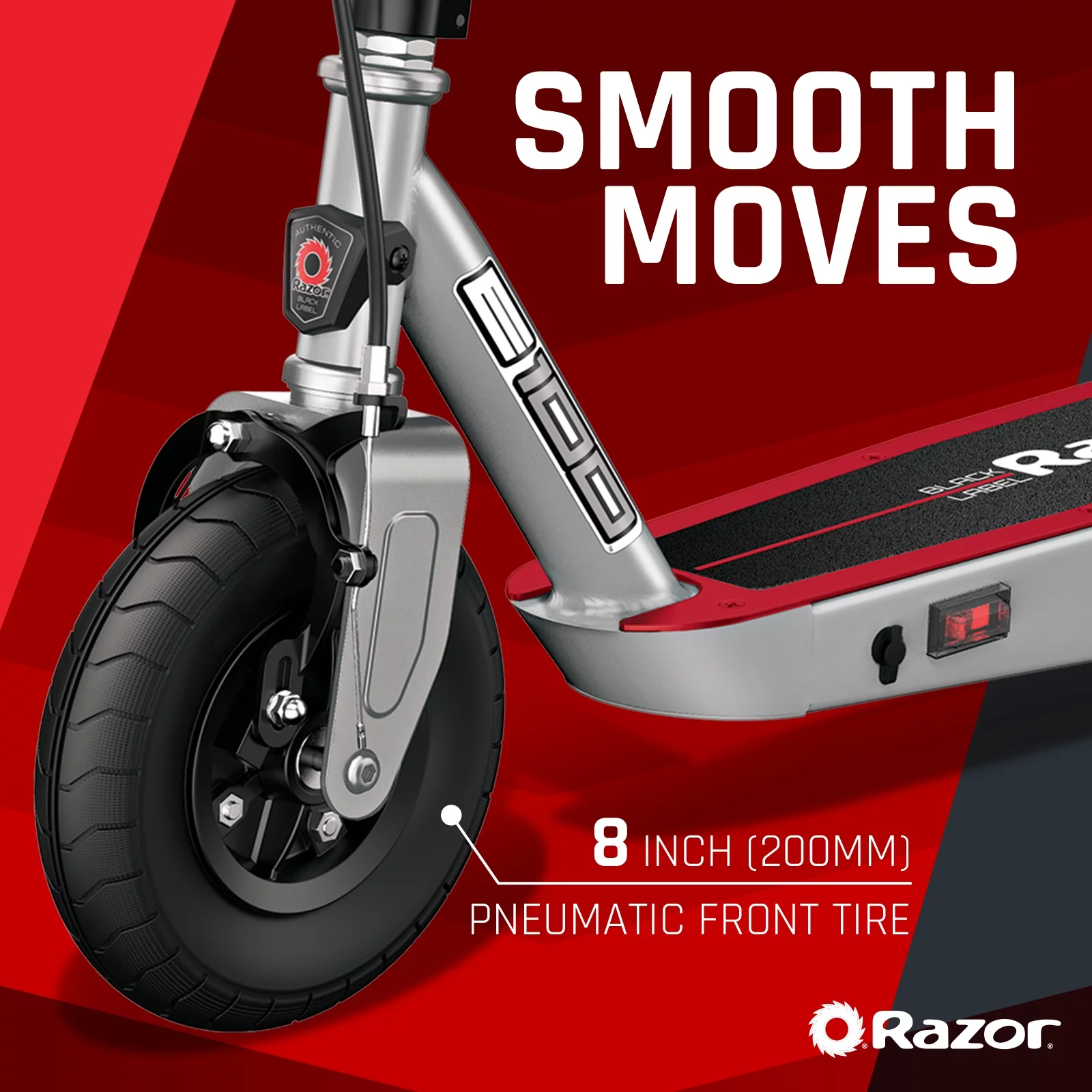 Razor Black Label E100 Electric Scooter – Blue, up to 10 mph, 8