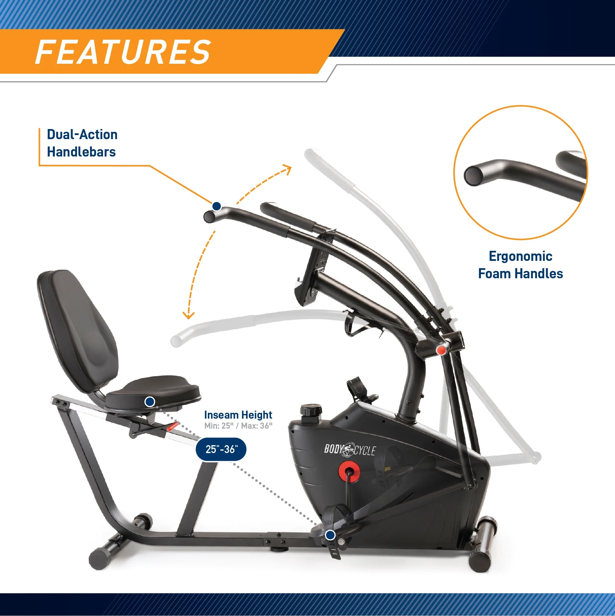 Marcy  Dual Action Recumbent Exercise Bike JX-7301 - Womvr