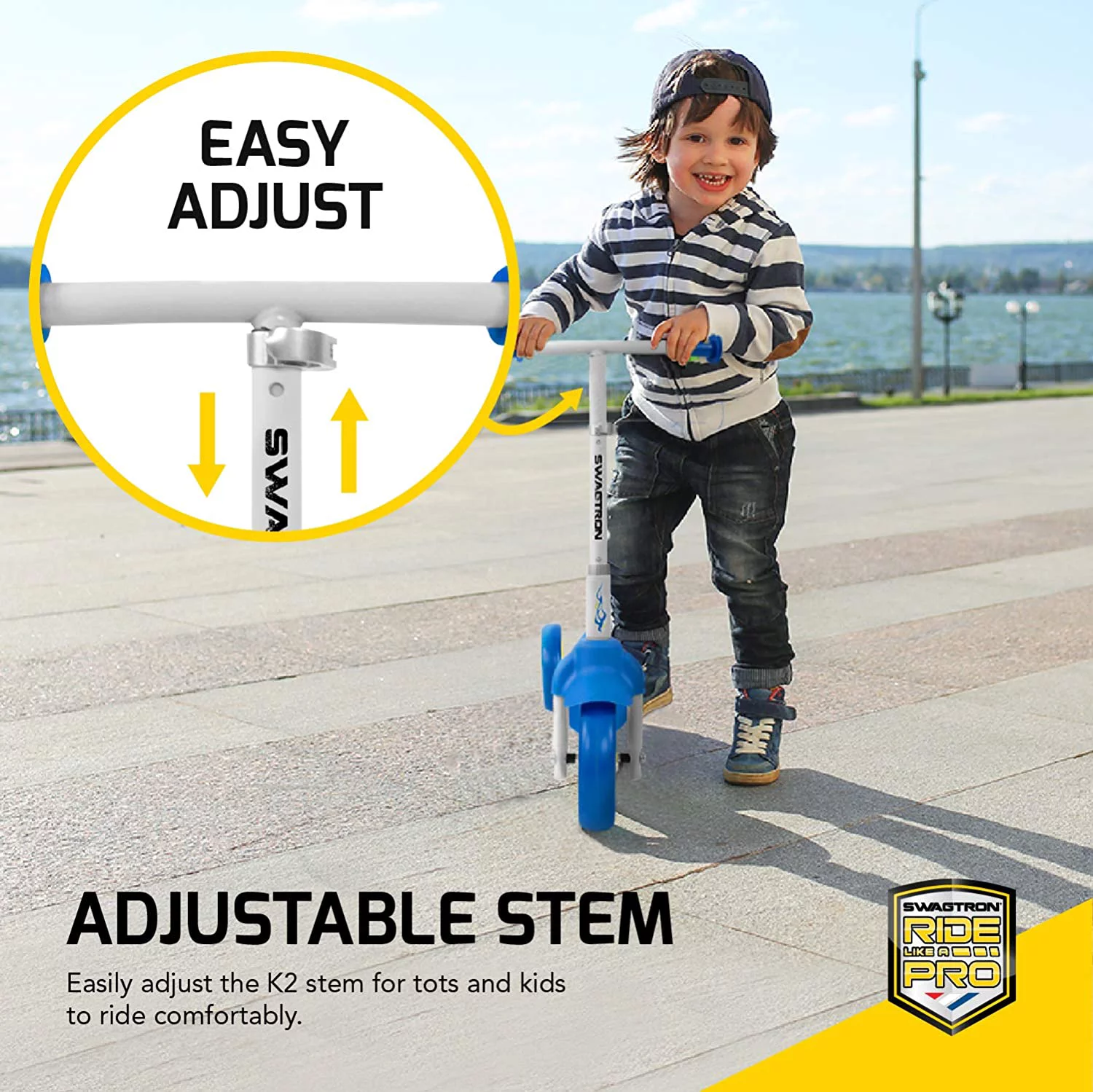 Swagtron K2 Toddler 3 Wheel Scooter & Ride-On Balance Trike 2-in-1 Adjustable Child Walker for 2, 3, 4, 5 Year Old Boy or Girl (Recertified) - Womvr