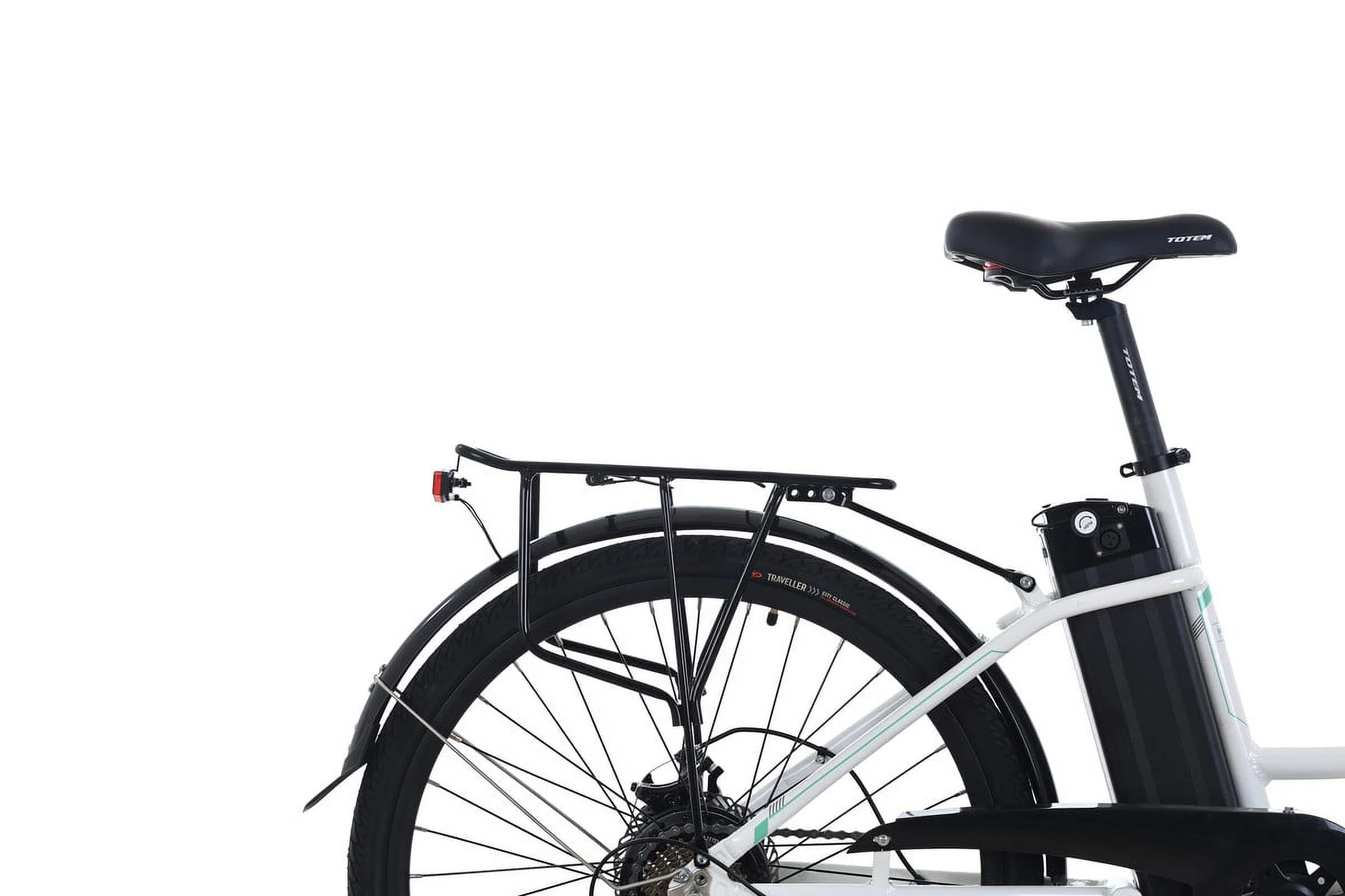 Totem Skyline Electric Bike for Adults, 26” Ebike 350W Powerful Motor, 36V 10.4Ah Removable Battery Electric Cruiser Bike, Shimano 7-SPEED Gears, Electric City Commuter Bike, White - Womvr