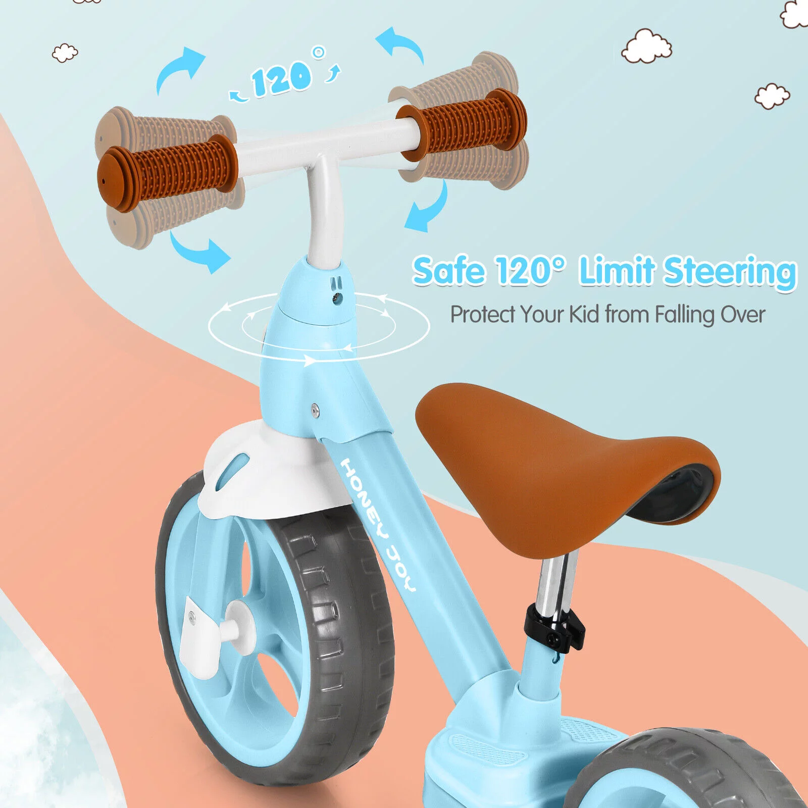 FONIRRA Kids Balance Toddler Bicycle No-Pedal Training Bike with Adjustable Handlebar and seat for 2-5 Years Old Boys Girls, Blue - Womvr