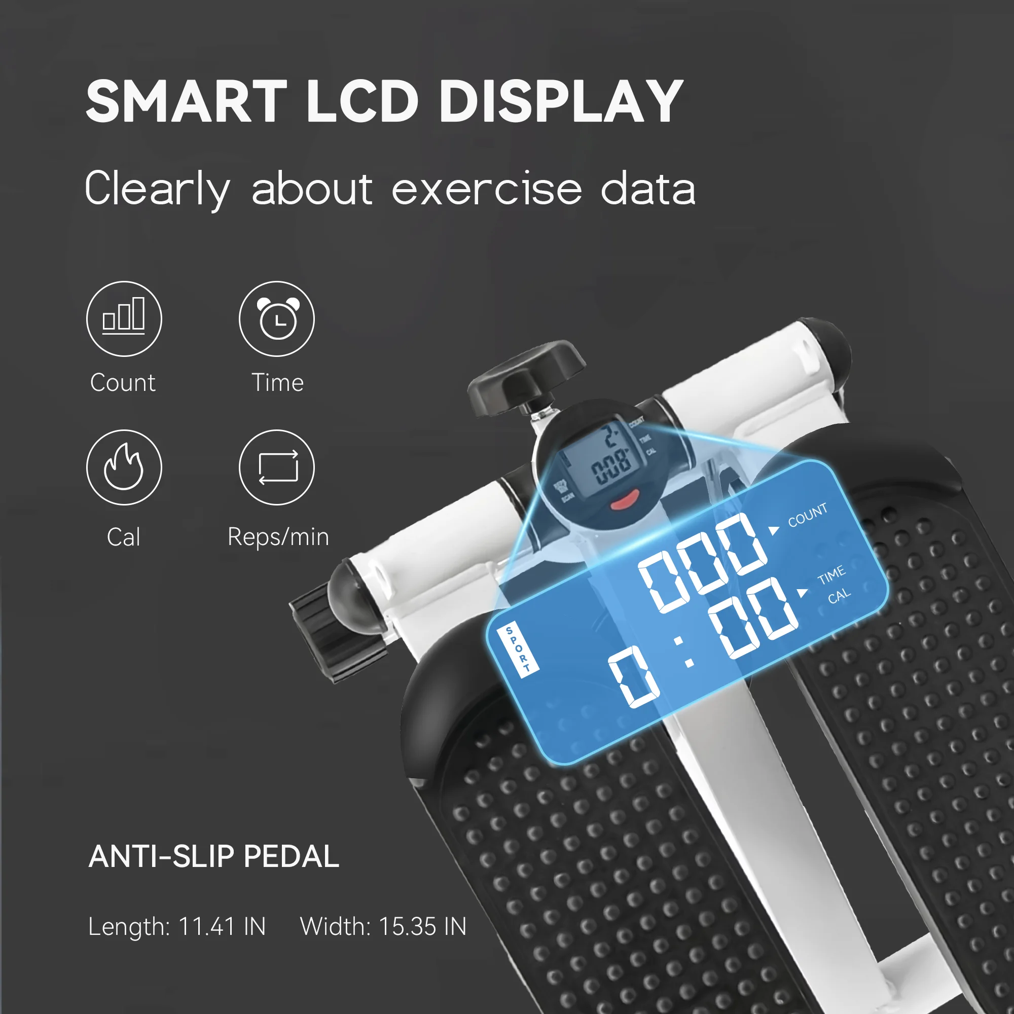 BlMZUC Mini Steppers for Exercise, Mute the Sound with Resistance Bands, 331lbs Loading Capacity, Digital Monitor, Optional Twist Motion for Home Fitness - Black - Womvr