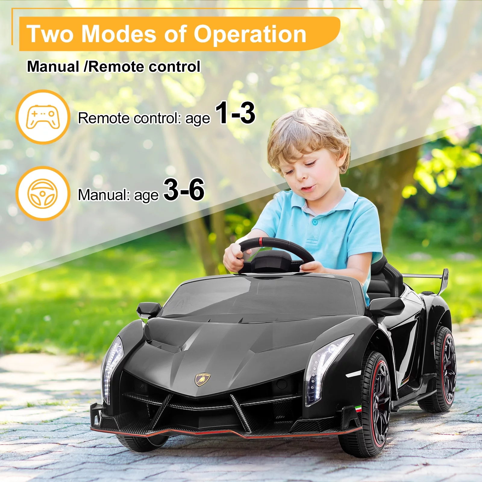UBesGoo Electric Ride On Car 12V Licensed Lamborghini for Kids Girl, Parent Control, LED Headlights - Pink - Womvr