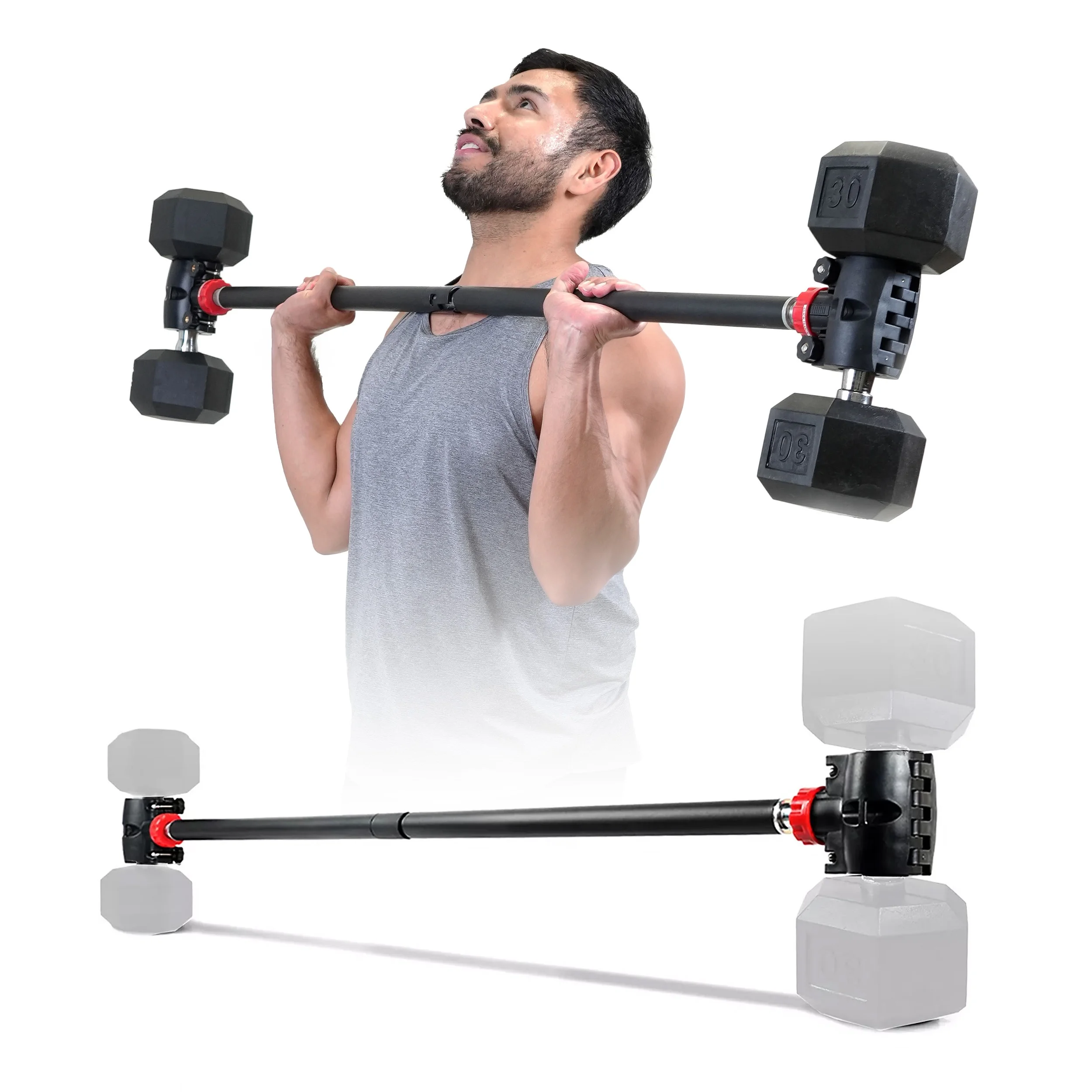 PRCTZ Modular Weightlifting Barbell, Adjustable Dumbbell to Barbell Converter, up to 200 lb. Capacity - Womvr