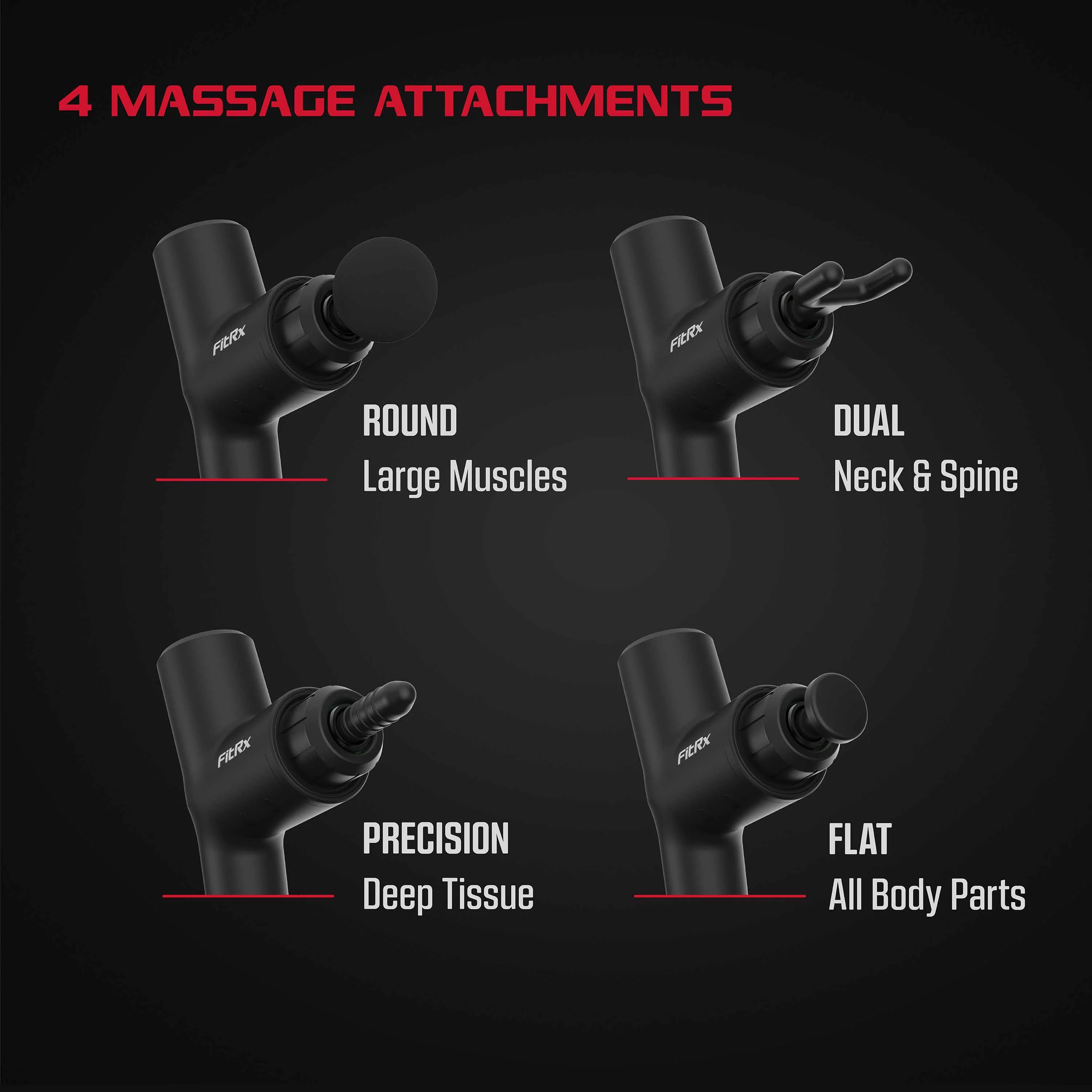 FitRx Neck and Back Massager, Handheld Percussion Massage Gun with Multiple Speeds and Attachments - Womvr