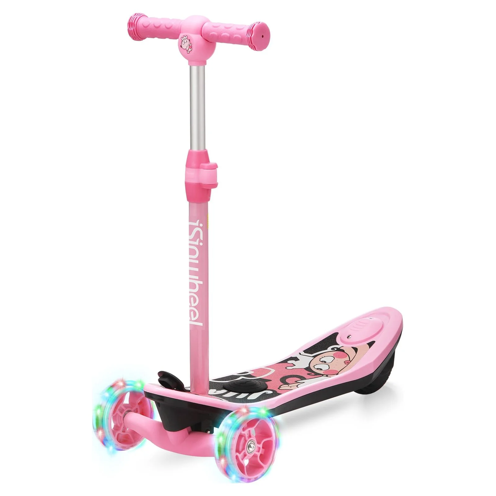isinwheel Mini 2 in 1 Electric Scooter for Kids, 3 Wheel Electric Scooter, Height Adjustable Lean to Steer Kick Scooter with Flashing Wheels - Womvr