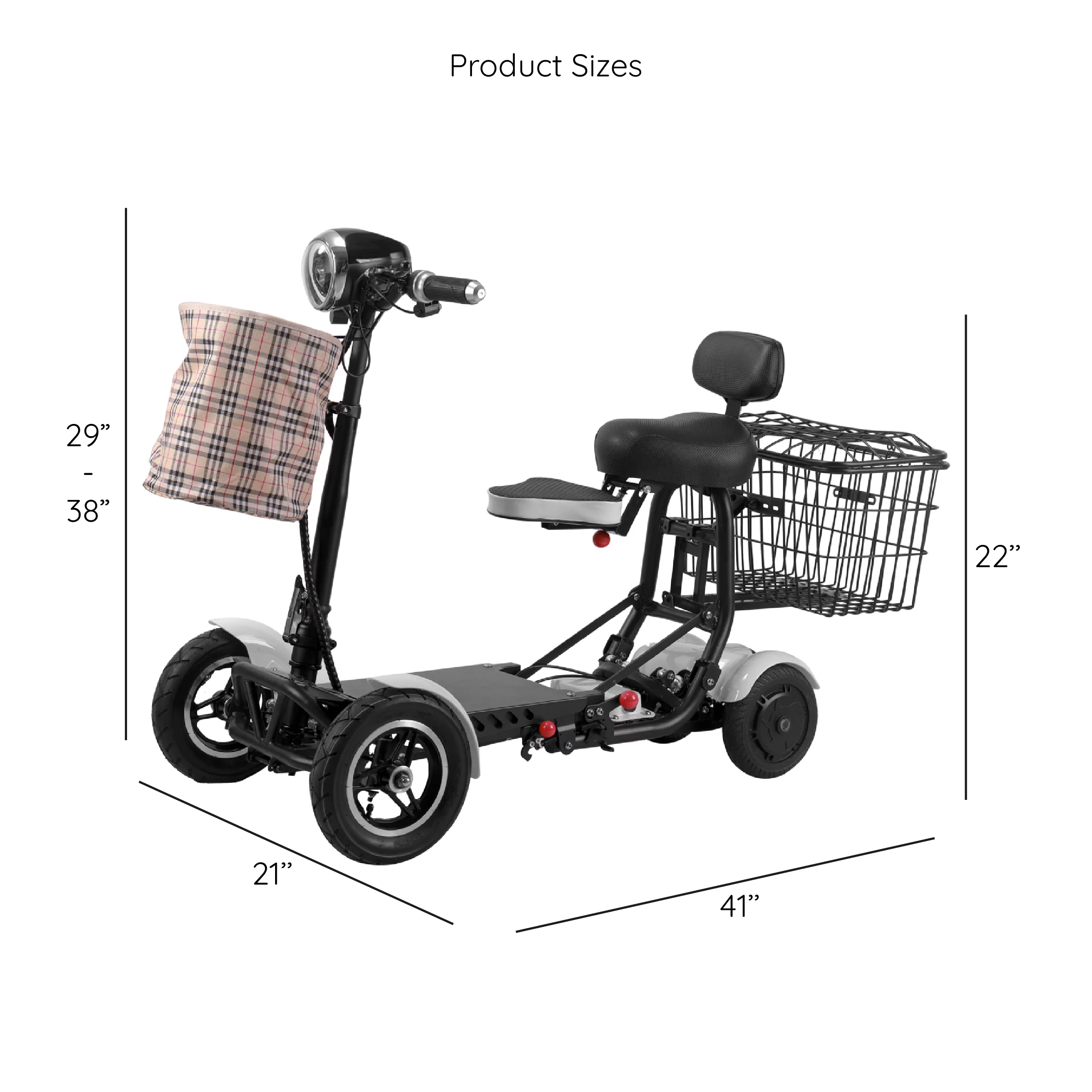 Smart Lightweight Electric Power Scooter, 4 Wheels Foldable Double Seats - Womvr