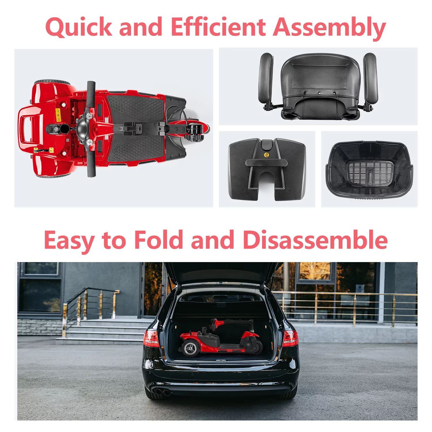 Furgle 3 Wheel Electric Powered Mobility Scooter, with Lighting Folding Travel Mobile Wheelchair for Seniors, Gift for Elderly, Blue - Womvr