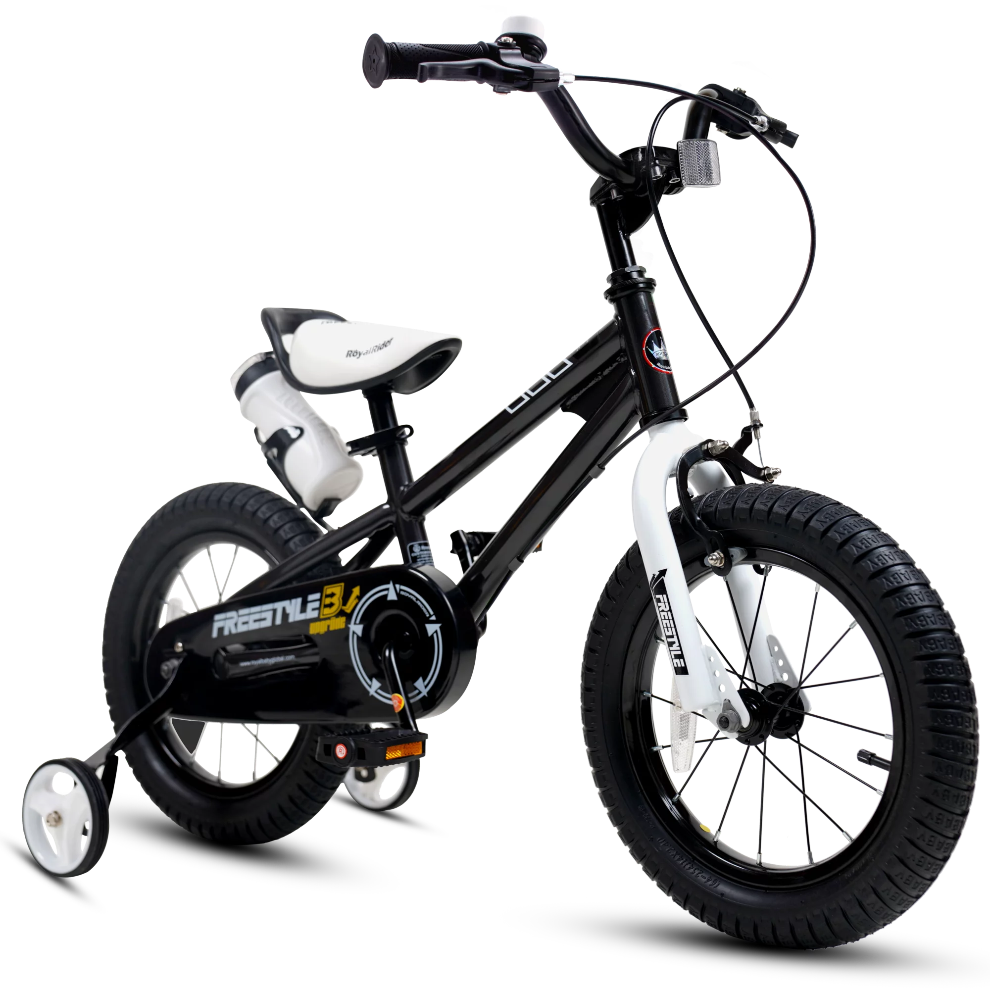 Royalbaby Boys Girls Kids Bike 18 In BMX Freestyle Black 2 Hand Brakes Bicycles with Kickstand - Womvr