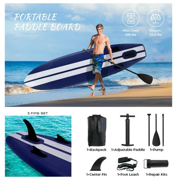Arlopu 11FT Stand Up Paddle Board Inflatable with Premium SUP Accessories & Backpack, Non-Slip Deck, Waterproof Bag, Leash, Paddle and Hand Pump - Womvr