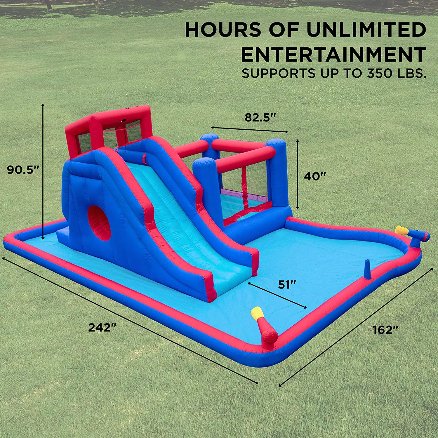 Sunny & Fun Inflatable Water Slide, Blow up Pool & Bounce House for Backyard - Womvr