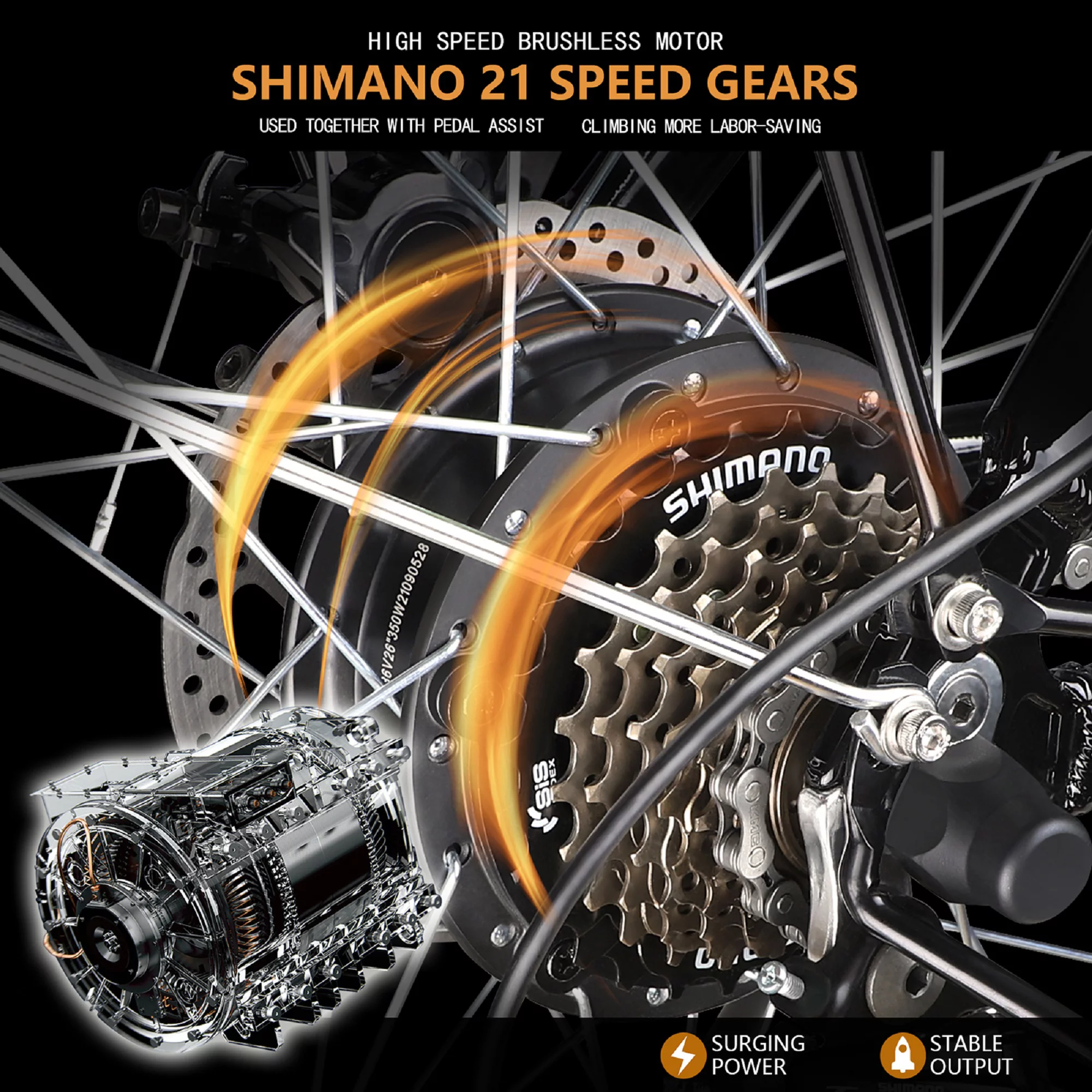 ZNH Mountain Electric Bicycle, 26 in. 350 W, Removable 36 V/10 Ah Battery, Black - Womvr