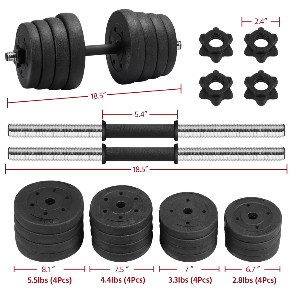 Alden Design 66LB Dumbbell Set Training Lifting Dumbbells Weight Set,Black - Womvr