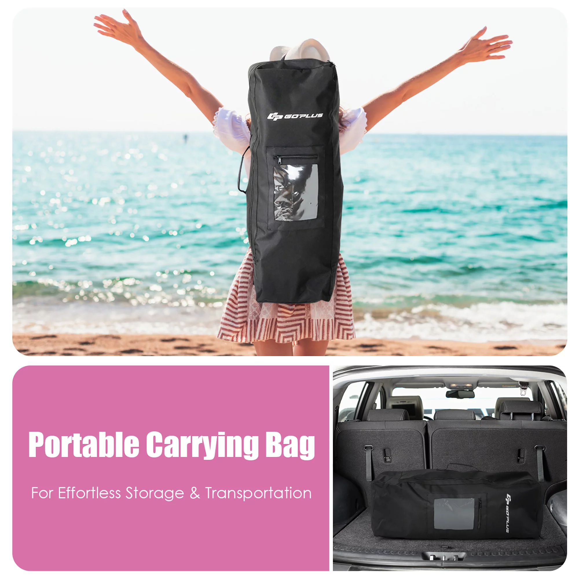 Goplus 10.5'Inflatable Stand Up Paddle Board SUP W/Carrying Bag Aluminum Paddle Pink - Womvr