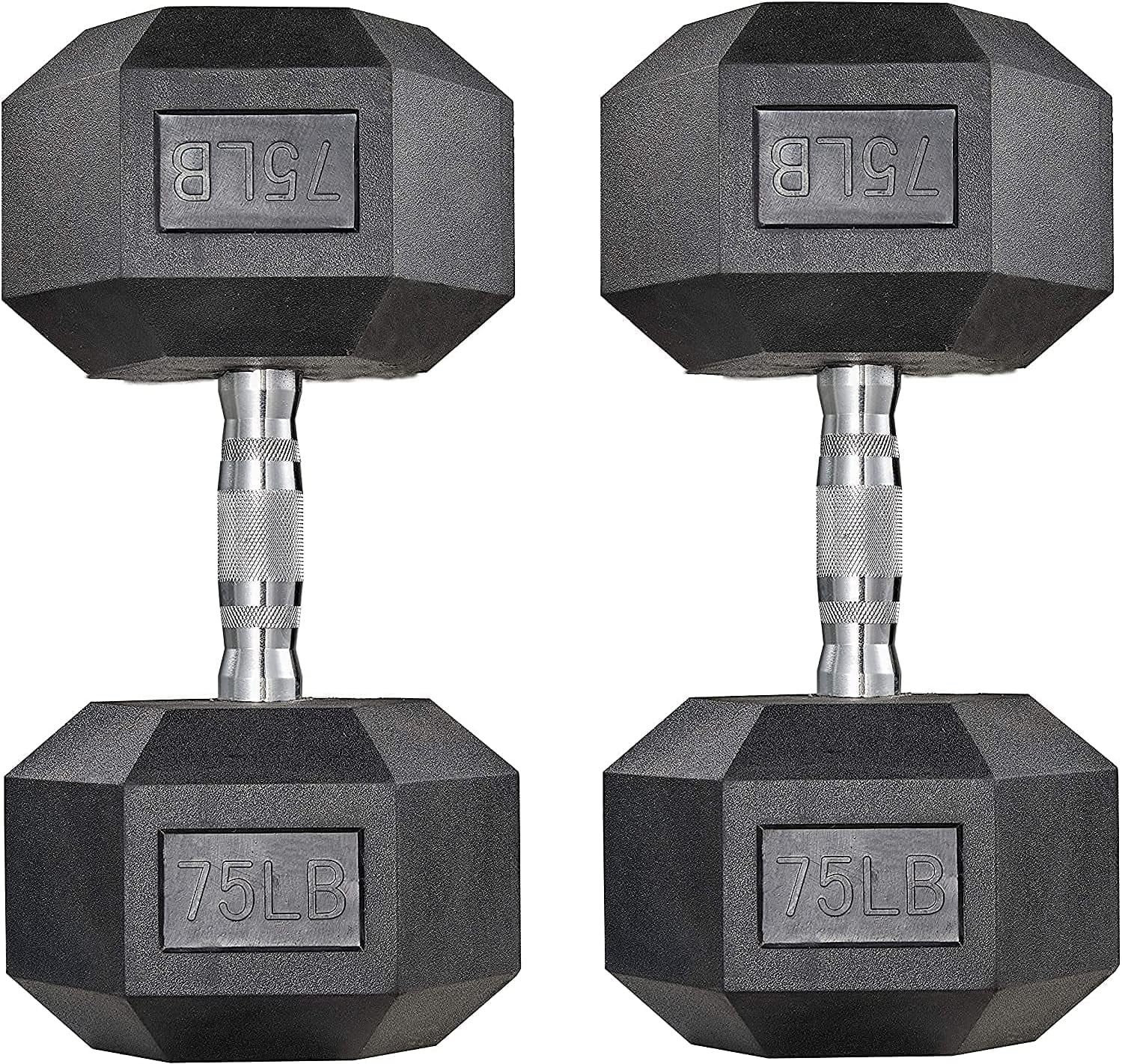 Pirecart Dumbbells Rubber Coated Cast Iron Hex Black Dumbbell Workout Dumbbell Set, 60lbs Pair - Womvr
