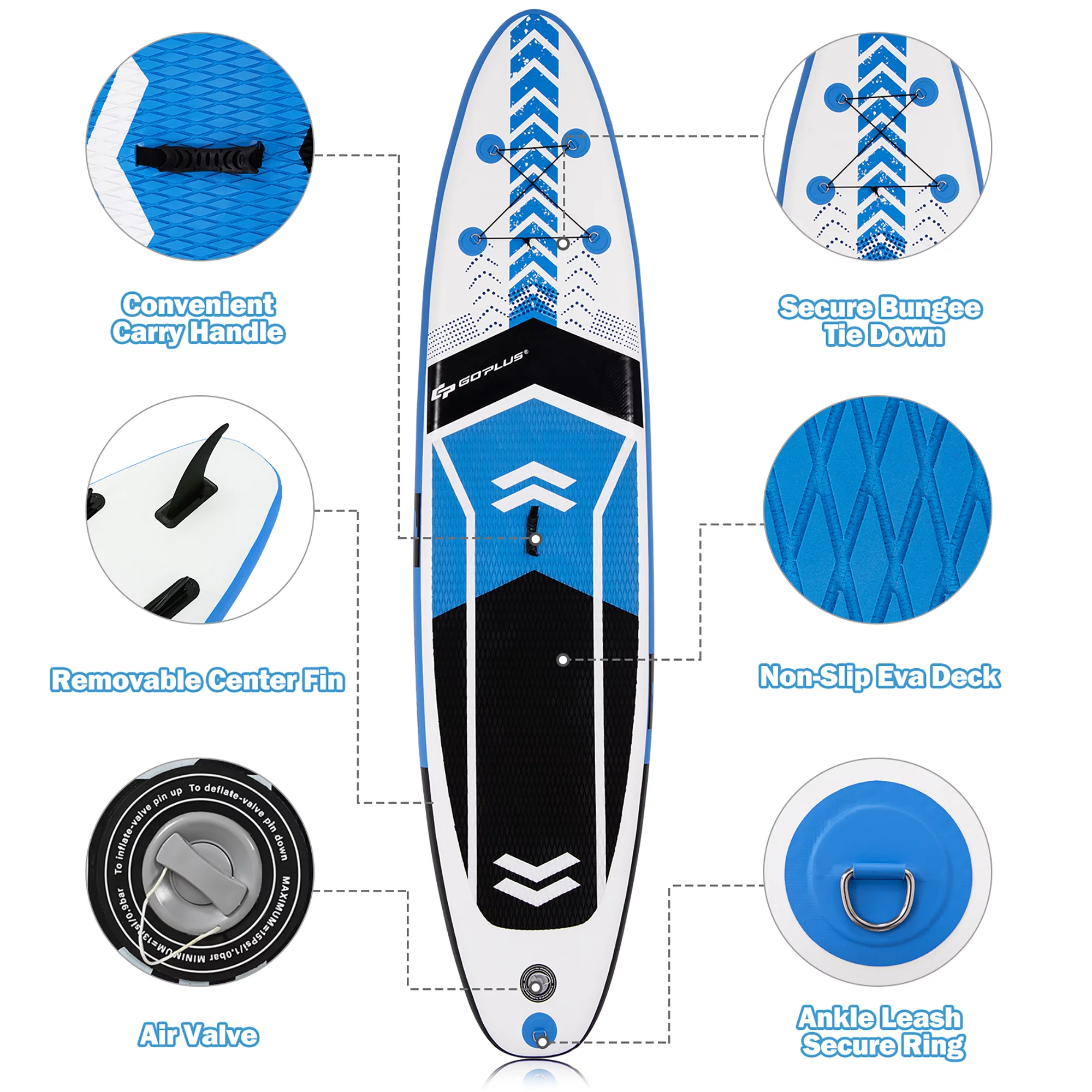 Goplus 10'5'' Inflatable Stand Up Paddle Board SUP with Carrying Bag Aluminum Paddle - Womvr