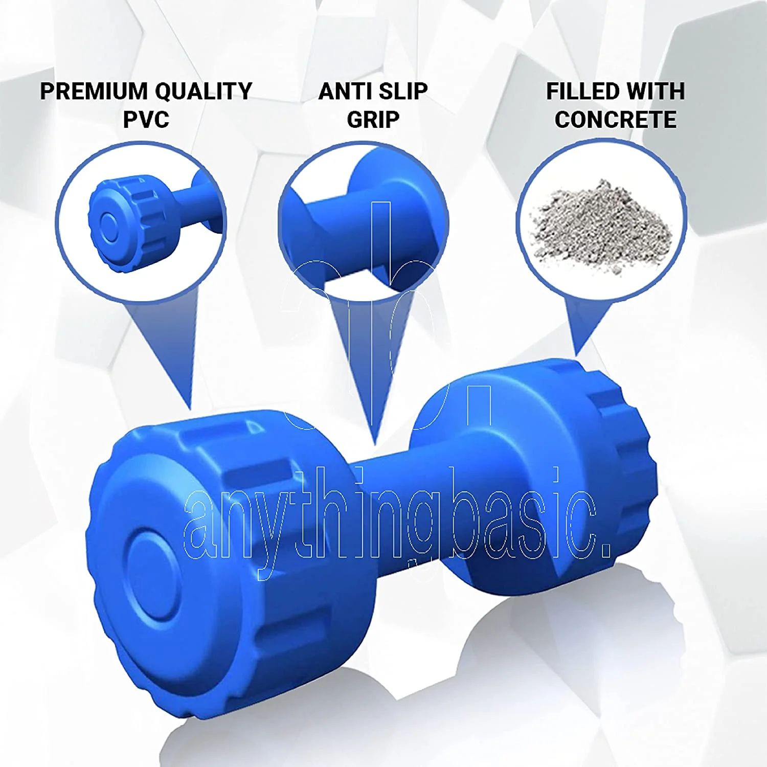 anythingbasic. PVC 10 Kg Home Gym Set with One 3 Ft Curl, and One Pair Dumbbell Rods, 1 kg x 2- PVC Dumbells - Womvr