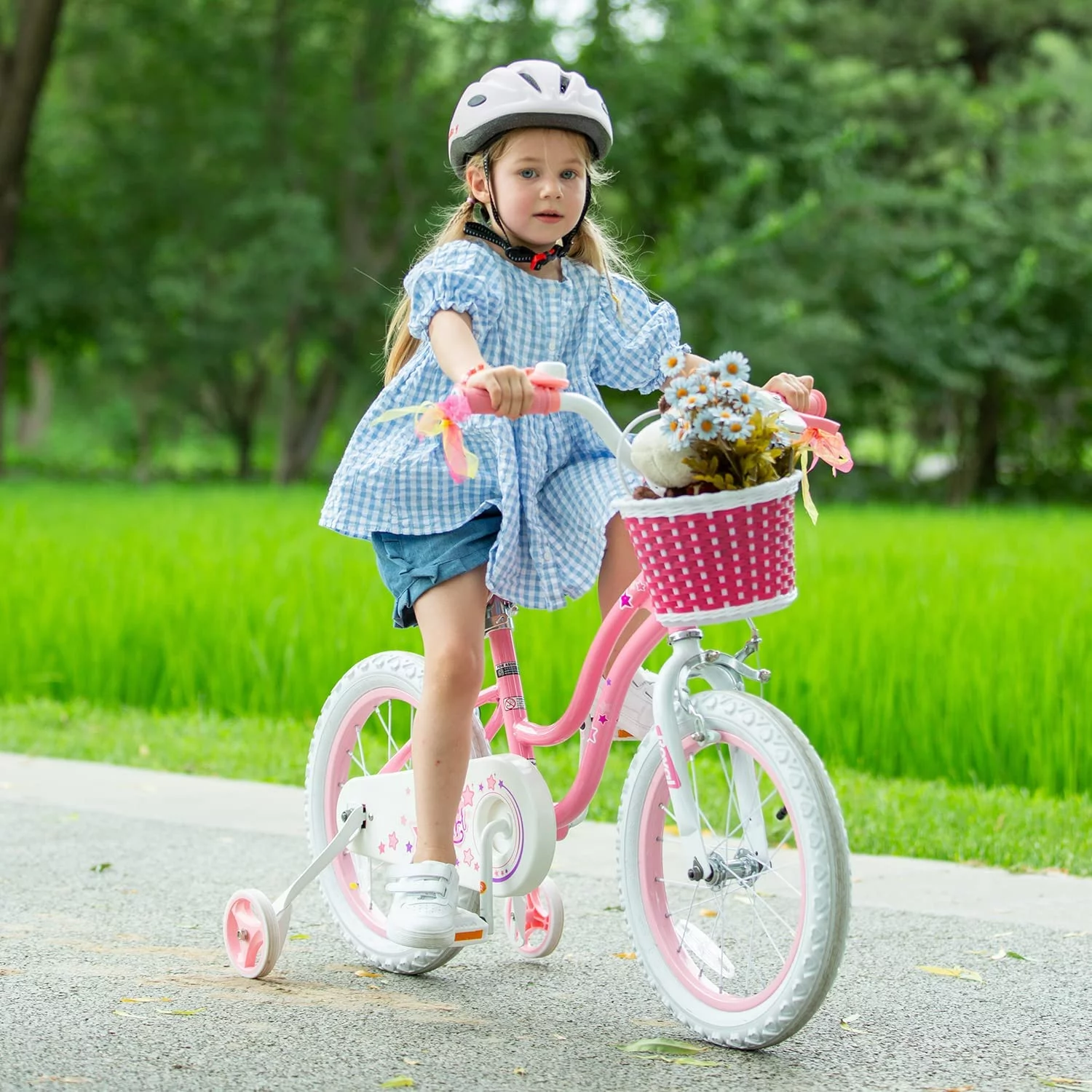 Royalbaby Girls Kids Bike Star Girl 12 In Bicycle Basket Training Wheels Blue Child's Cycle - Womvr