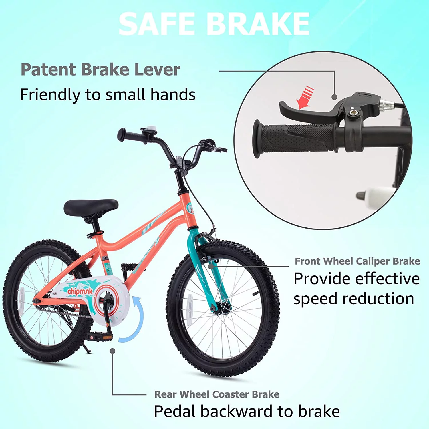 RoyalBaby Chipmunk Kids Bike Boys Girls 18 Inch Bicycle with Kickstand Blue - Womvr