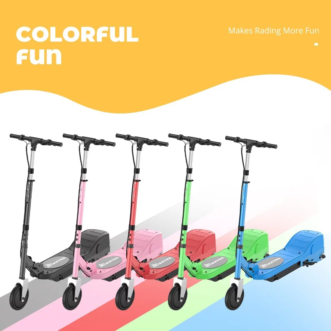 Maxtra Scooters E100 Electric Scooter for Kids Ages 6-12 - Up to 10 Mph, Foldable and Adjustable Handlebar - Womvr