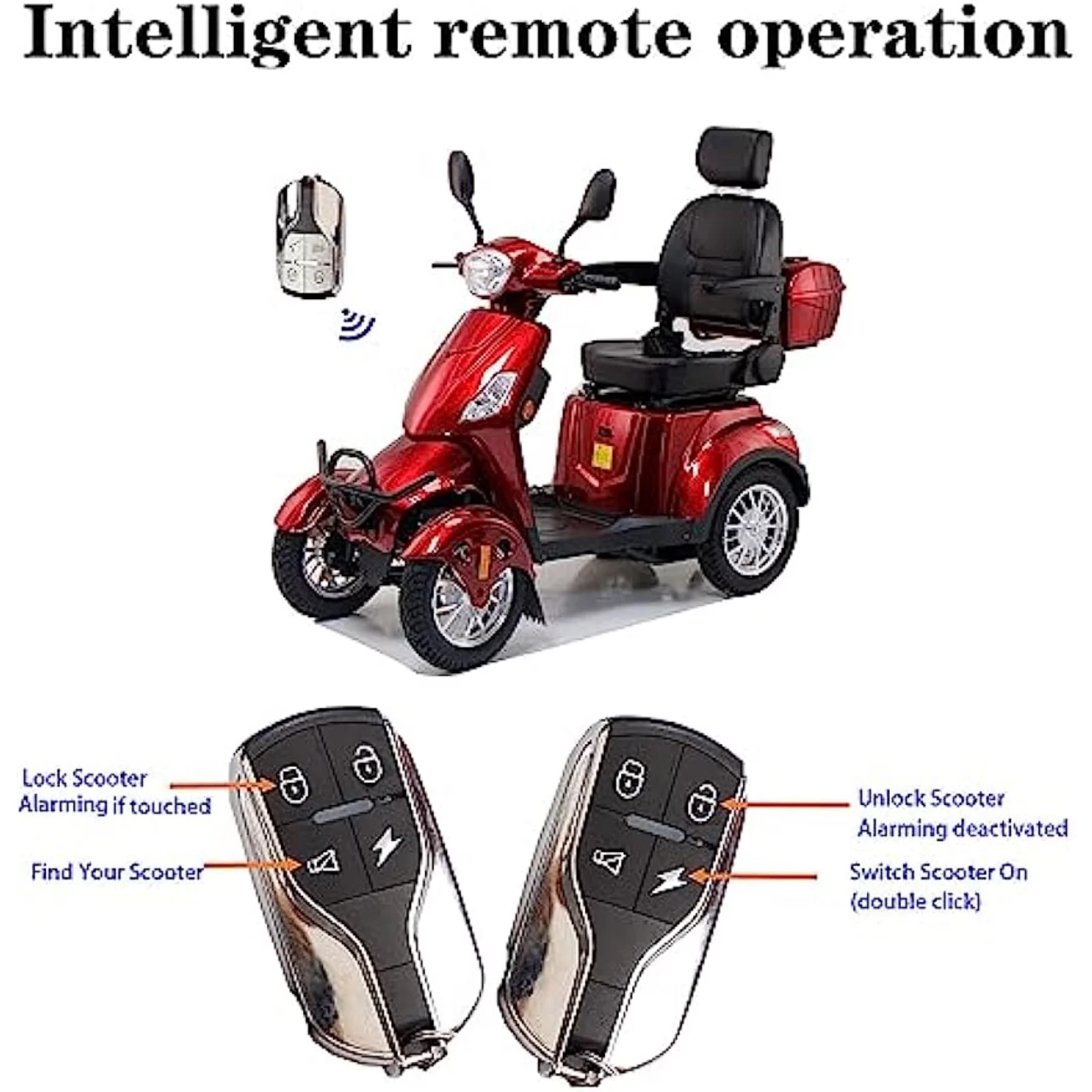 Mobility Scooters Heavy Duty 4-Wheel 3 Speed Mobility Scooter for Seniors & Adults Medical Electric Mobility Scooter - Womvr