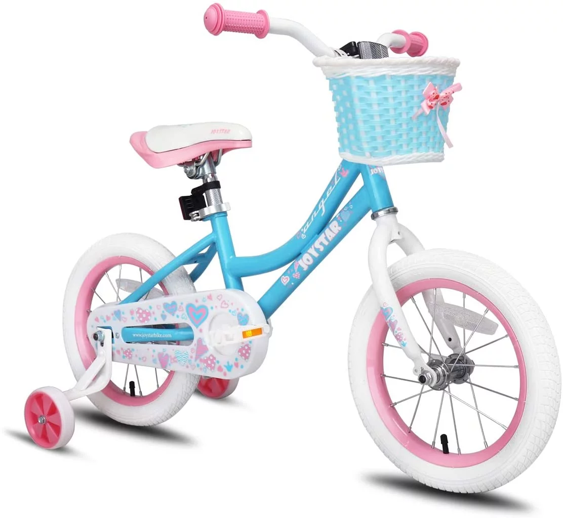 JOYSTAR Angel Girls Bike for Toddlers and Kids Ages 2-9 Years Old, 12 14 16 18 Inch Kids Bike with Training Wheels & Basket, 18 in Girl Bicycle with Handbrake & Kickstand - Womvr