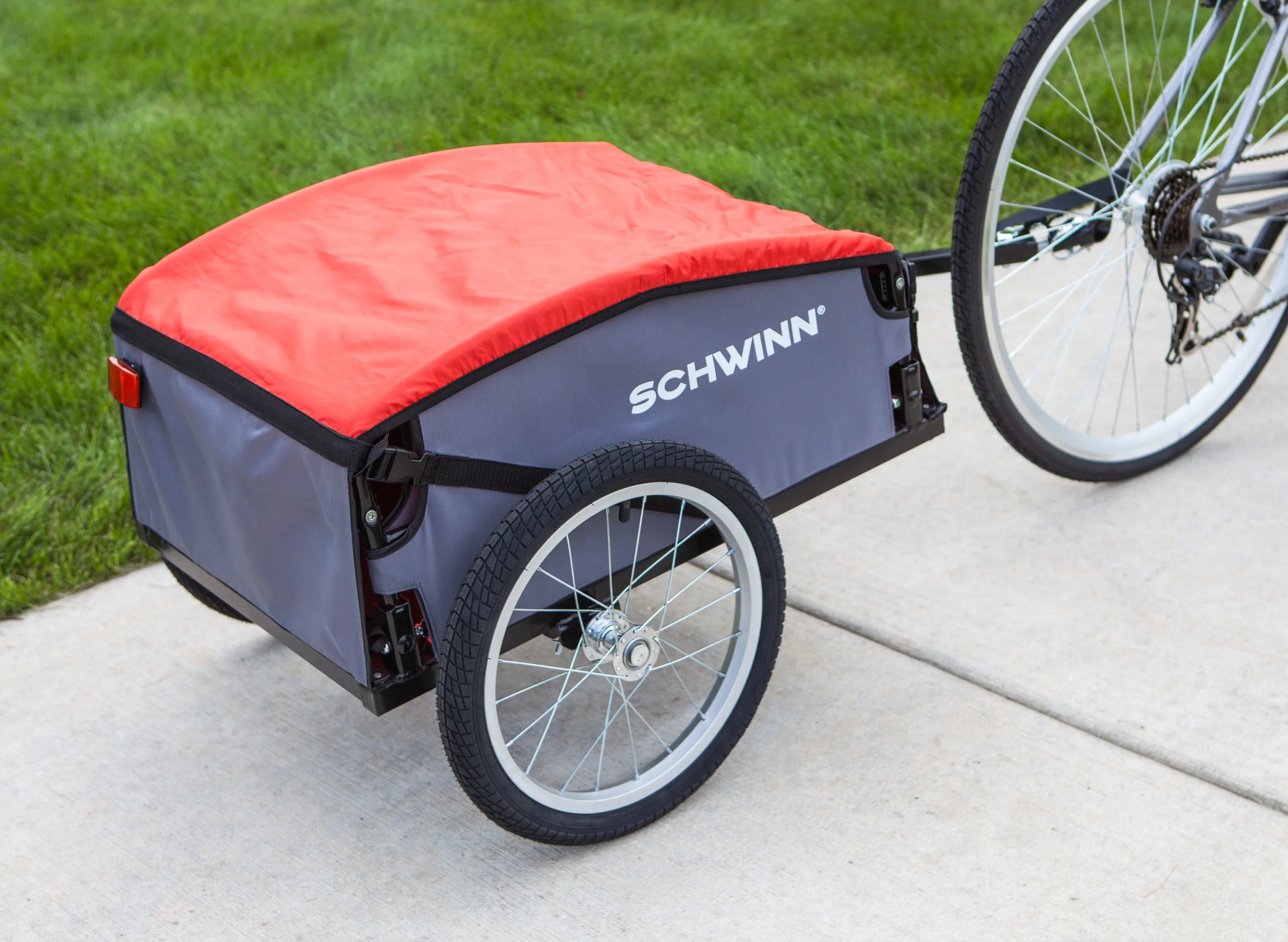 Schwinn Daytripper Cargo Trailer, 100 lbs capacity, gray / red - Womvr