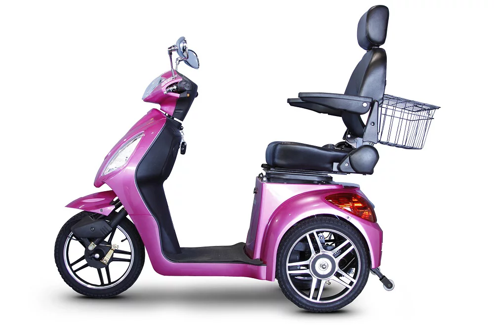 EWheels 3 Wheeled Wide Body Mobility Scooter w/ Anti Theft Alarm, Red - Womvr