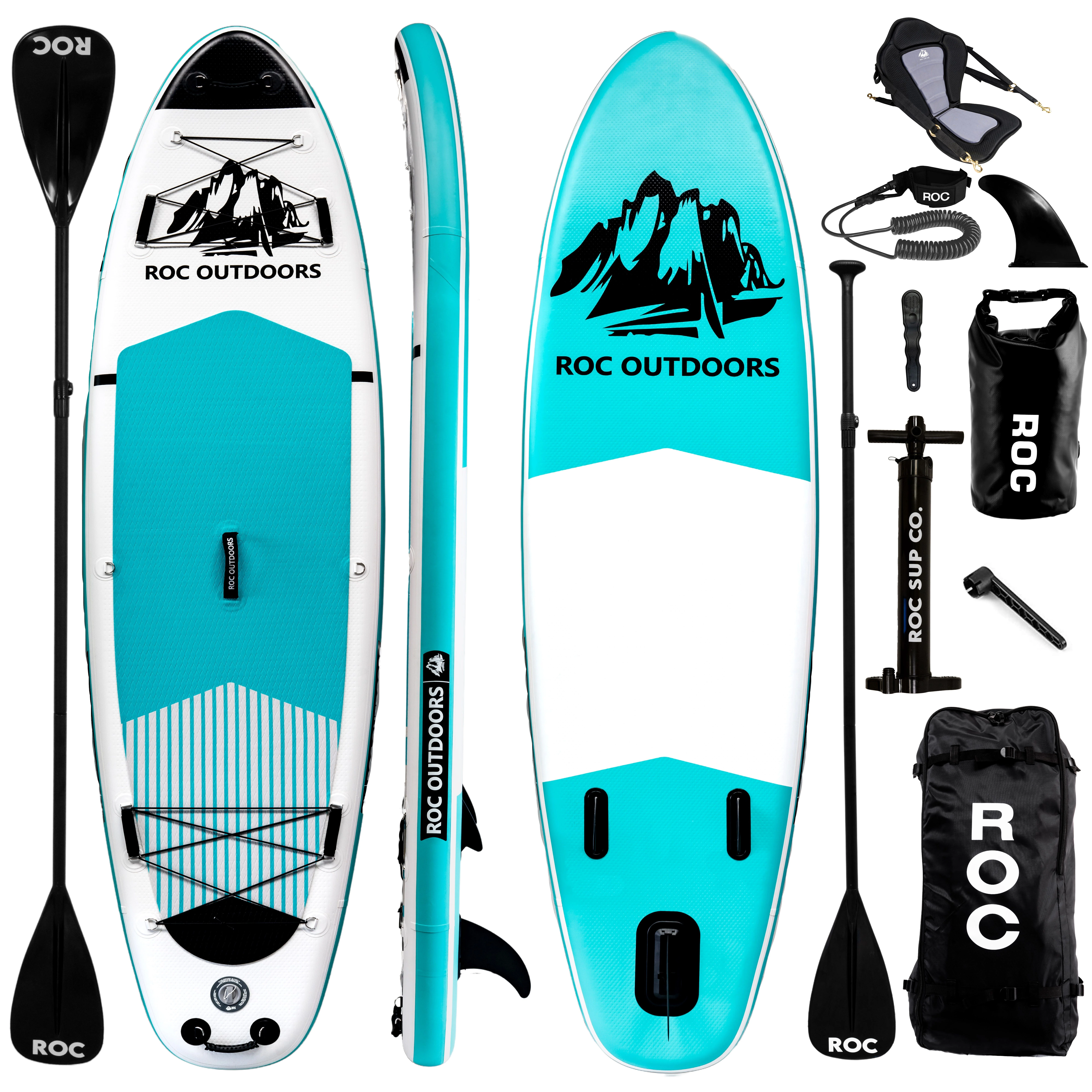 Roc Inflatable Stand Up Paddle Board with Premium sup Accessories & Backpack, Non-Slip Deck, Waterproof Bag, Leash, Paddle and Hand Pump - Womvr